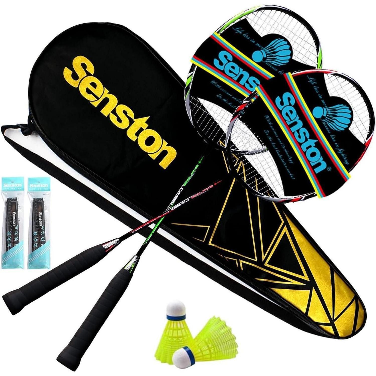 LuxusKollektion Badmintonschläger Badminton Set Schlägertasche Graphit ruby red + ruby green