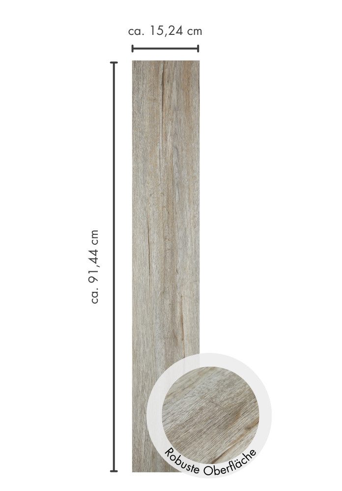 misento Vinylboden selbstklebend in Holzoptik, 32 PVC Planken je ca. 15,2 x 91,4 cm, PVC Bodenbelag 4,46 m², für Fußbodenheizung, Badezimmer, Wohnräume – Bild 4 von 5