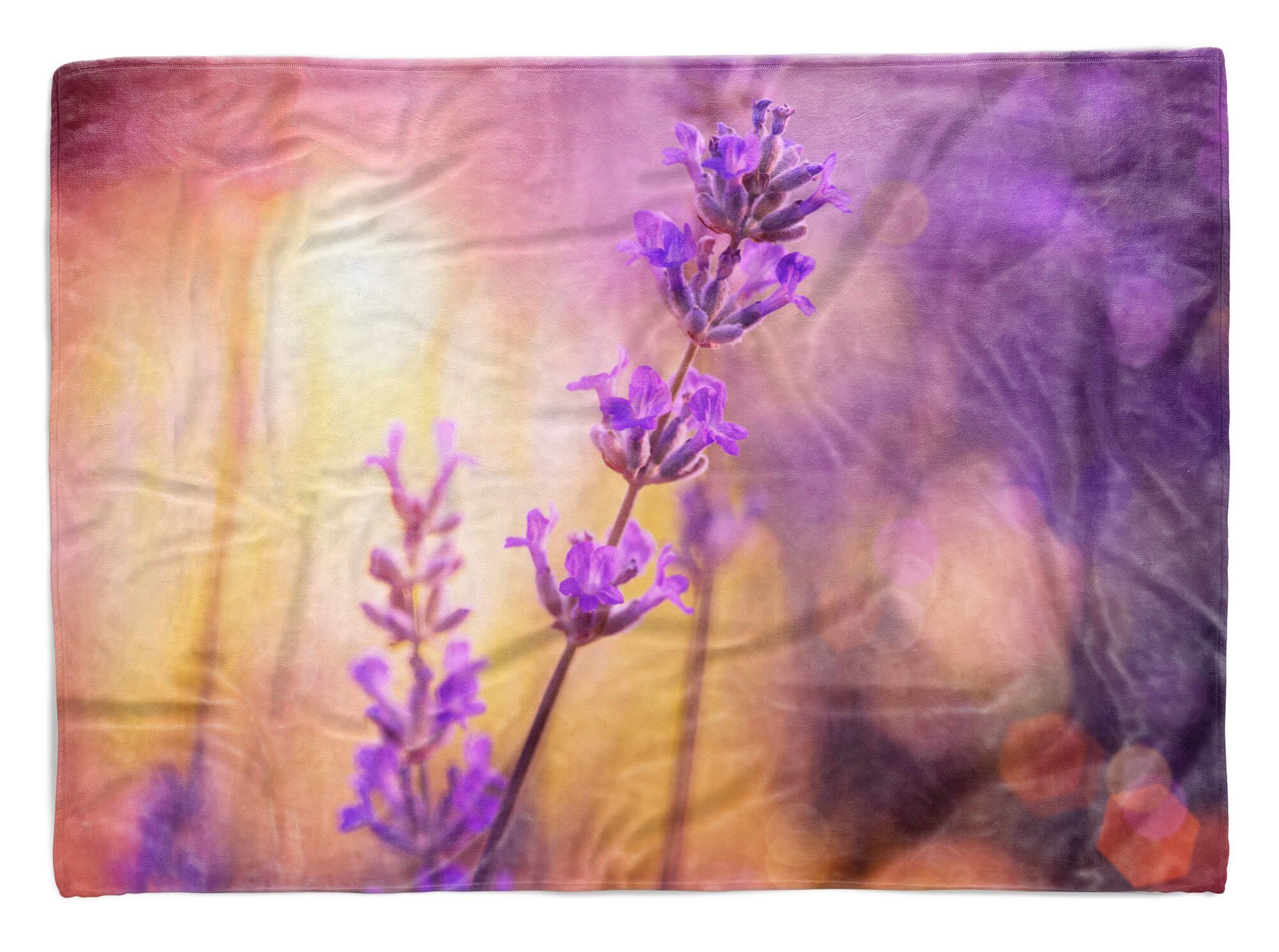 Sinus Art Handtücher Handtuch Strandhandtuch Saunatuch Kuscheldecke mit Fotomotiv Lavendel Sonnensch, Baumwolle-Polyester-Mix (1-St), Handtuch