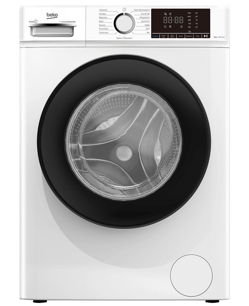 BEKO Waschmaschine BM3WFOE741PSA, 7 kg, 1400 U/min, SteamCure, AddXtra-Nachlegefunktion, Kindersicherung