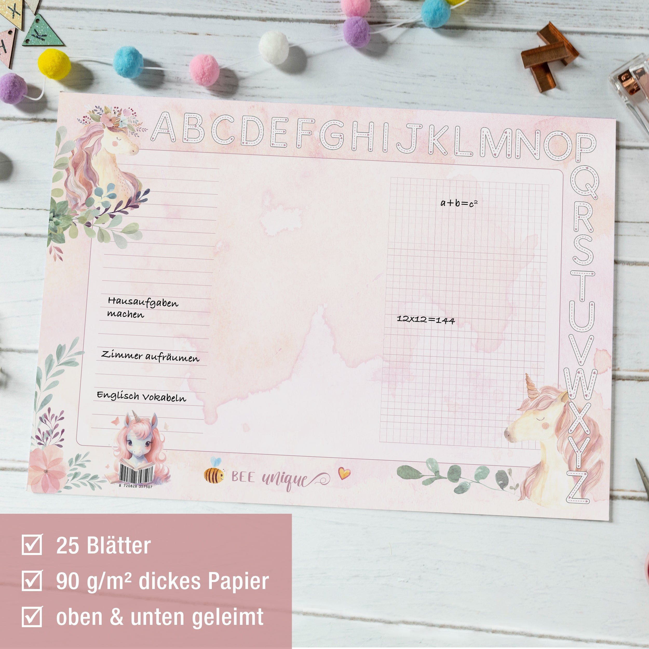 TOBJA Schreibtischunterlage A3 Schreibtischunterlage Einhorn Mädchen Rosa Unicorn – Bild 4 von 5
