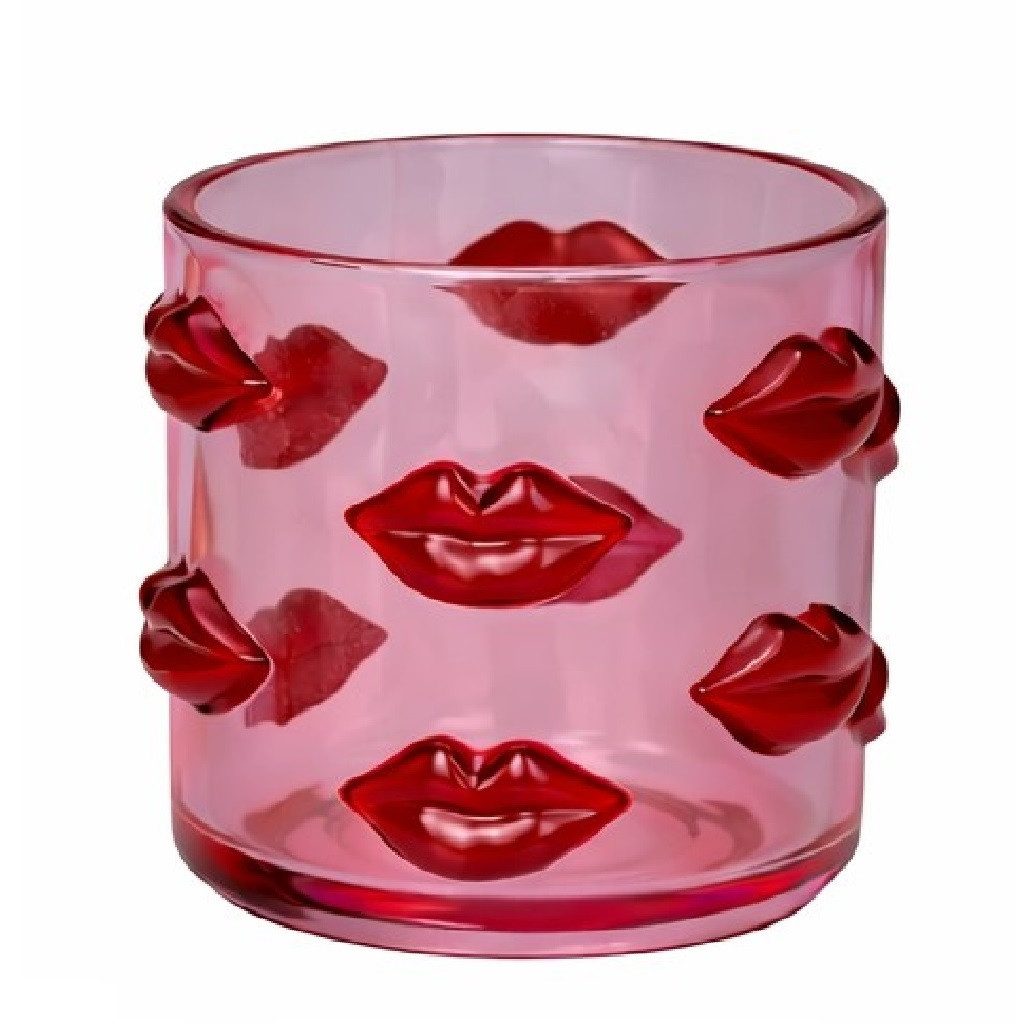 Giftcompany Windlicht Giftcompany - Windlicht Teelichthalter "L´Amour" Lippen Glas Rot