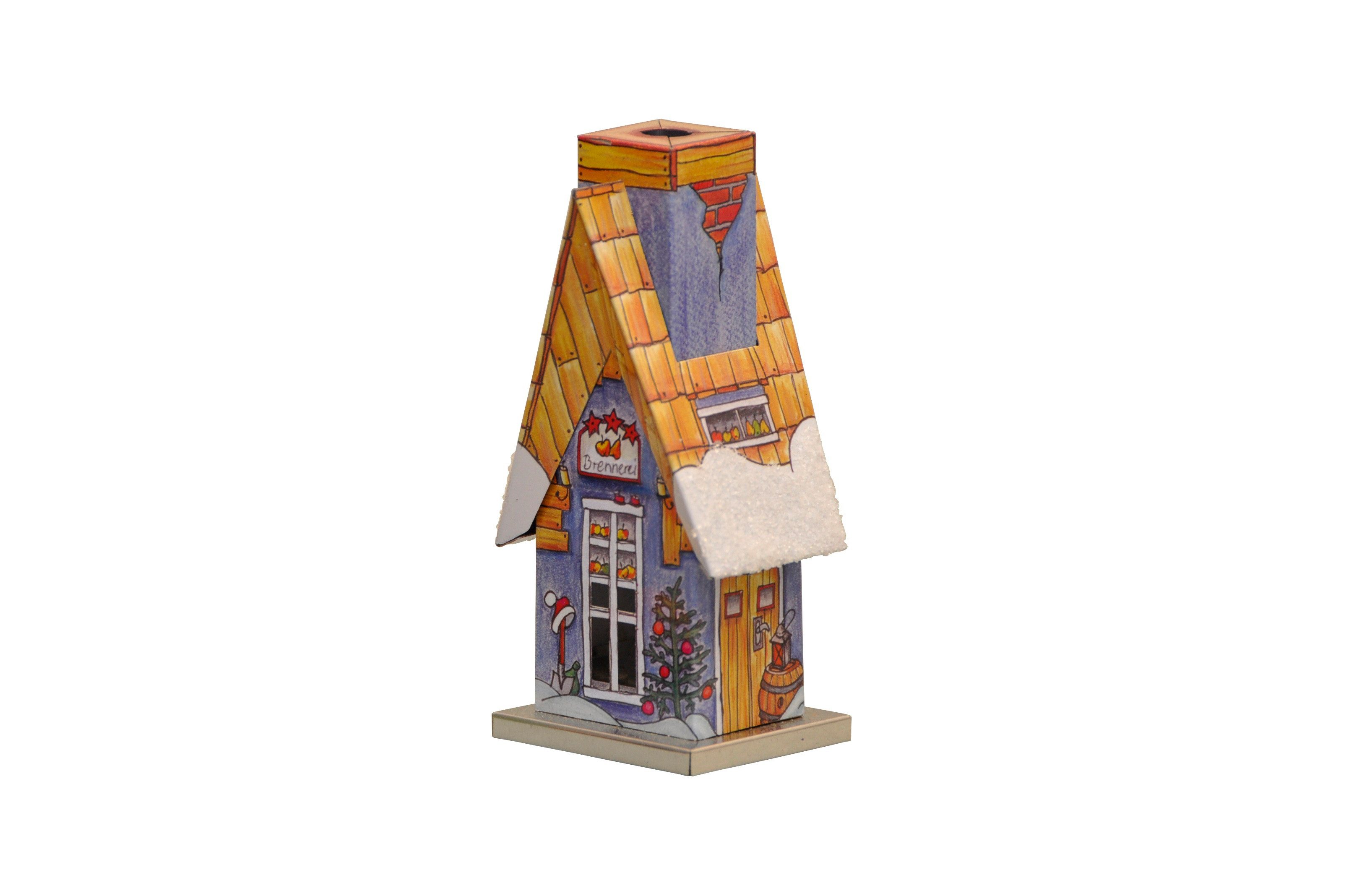 KNOX Räucherhaus Brennereihütte - aus Metall - Höhe 11,5cm - für Räucherkerzen Größe M, für Liebhaber traditioneller Räucherhäuser - Ideal als Geschenk