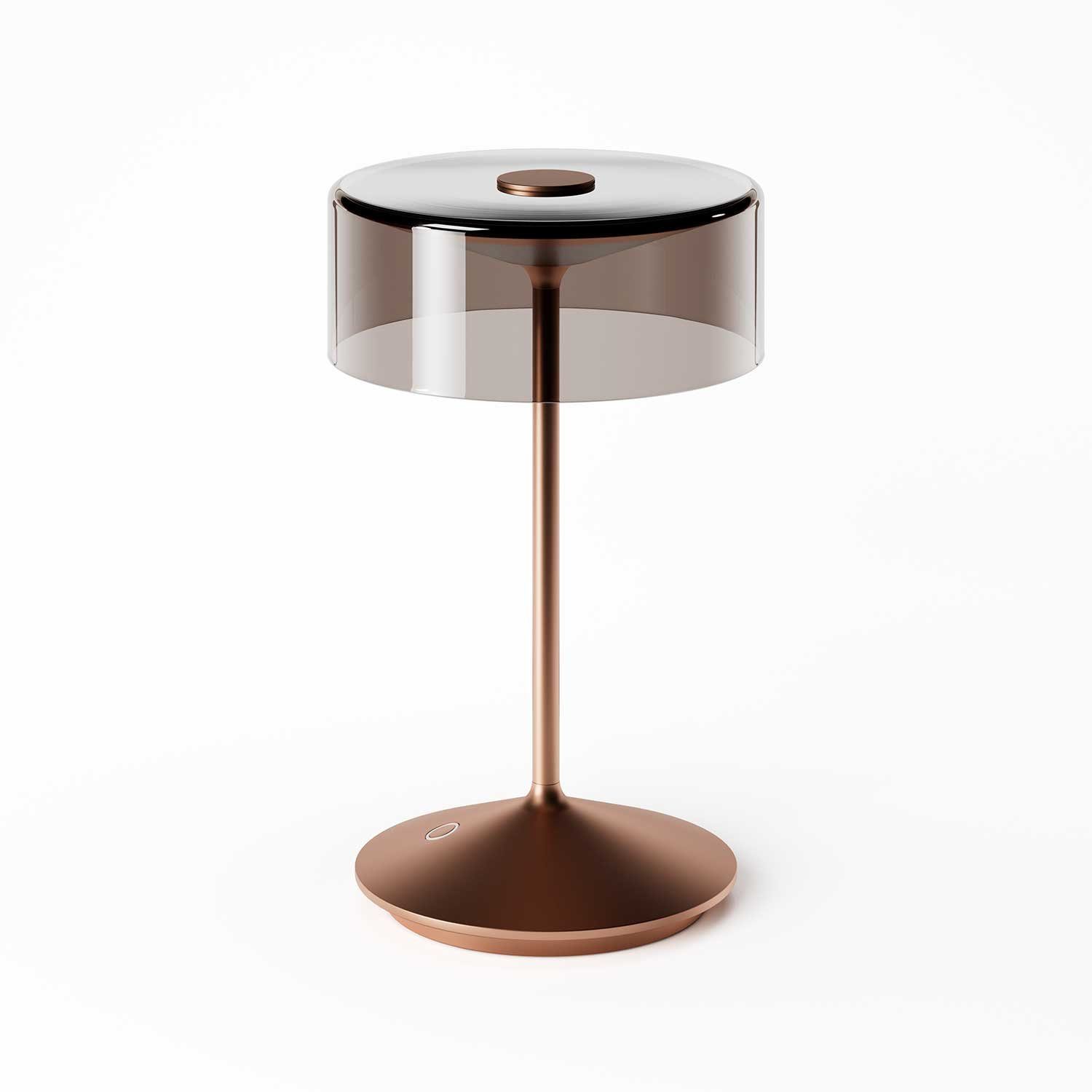 SIGOR LED Tischleuchte Stilvolle Numotion Akku-Tischampe mit Glasschirm, LED fest integriert, Warmweiß, Extra Warmweiß, kabellose Tischleuchte, 26,5x16x16 cm