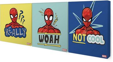 MARVEL Leinwandbild Spiderman Badges, (Set, 3 St)