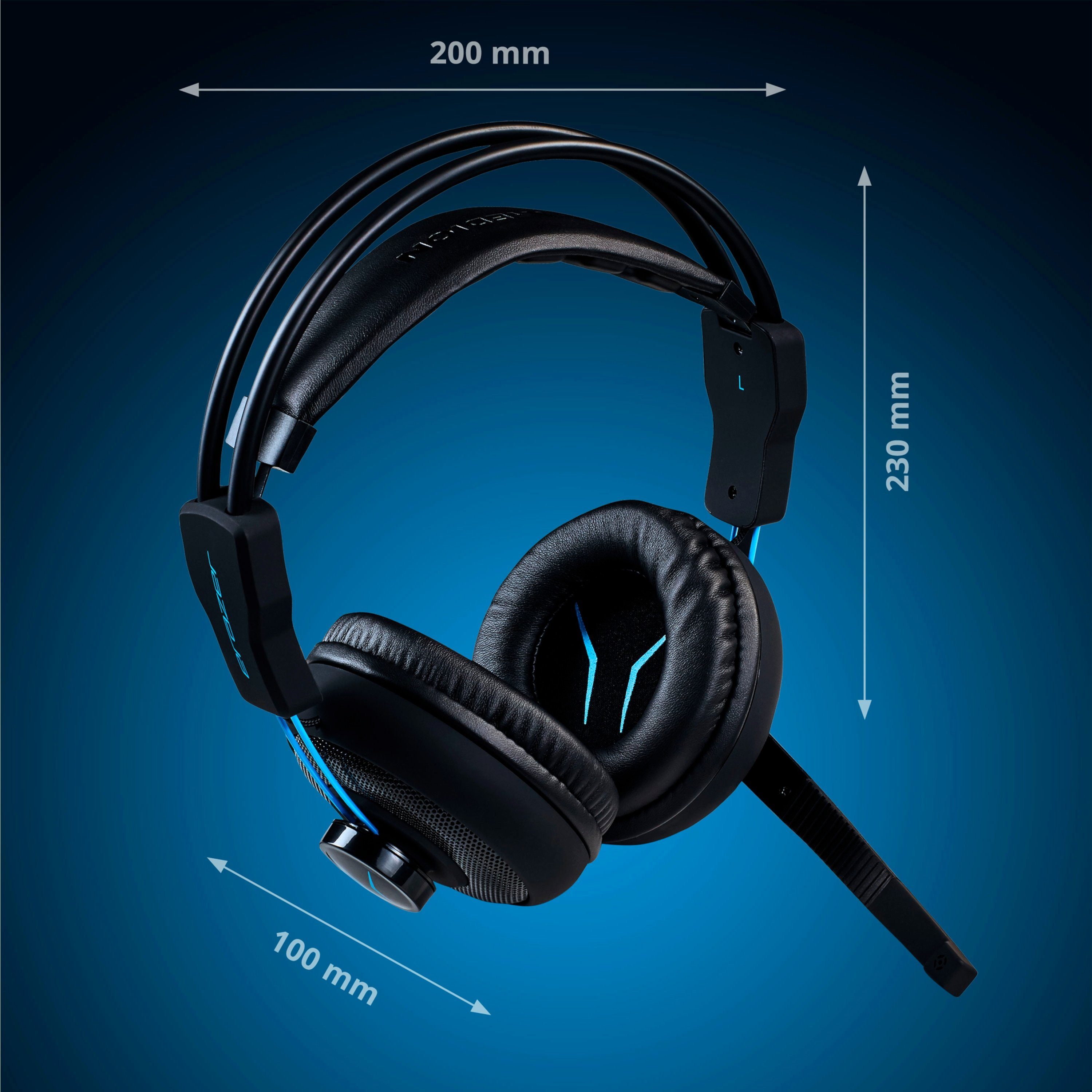 Headset ERAZER Stummtaste MD88640) Mage Gaming, Over Ear-Design P10 Over-Ear-Kopfhörer Bass (Ergonomisch, für Mikrofon, Integriertes Lautstärkeregler, Medion® Gaming Mikrofon, Kopfhörer
