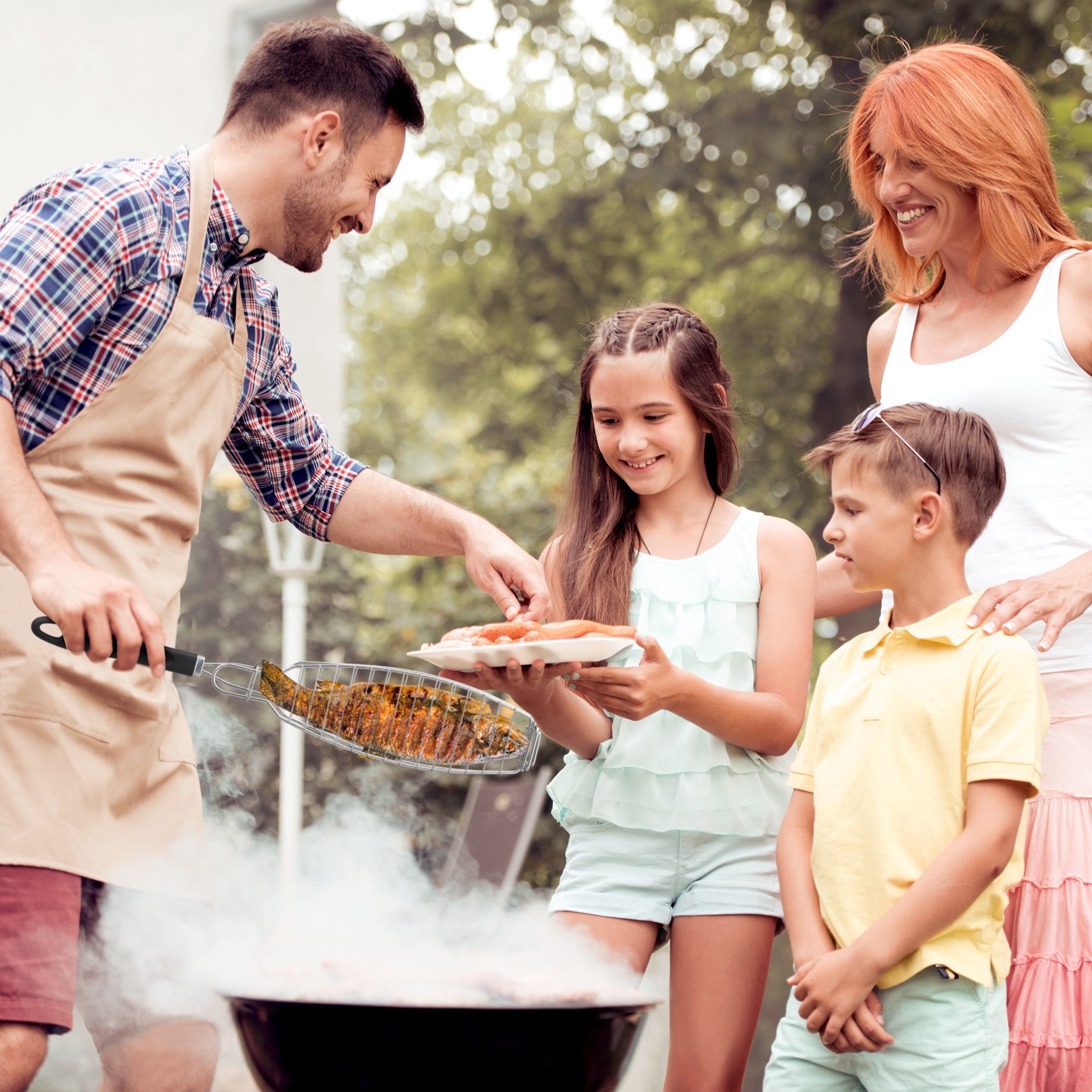 relaxdays Grillguthalter Fischbräter 2er Set, Edelstahl