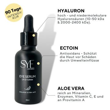 SYE Cosmetics Gesichtsmaske : Wiederverwendbare Augenpads aus 99% Silber + Hyaluron Serum, 2-tlg., Sofort-Hilfe bei Augenringen, Tränensäcken & Falten