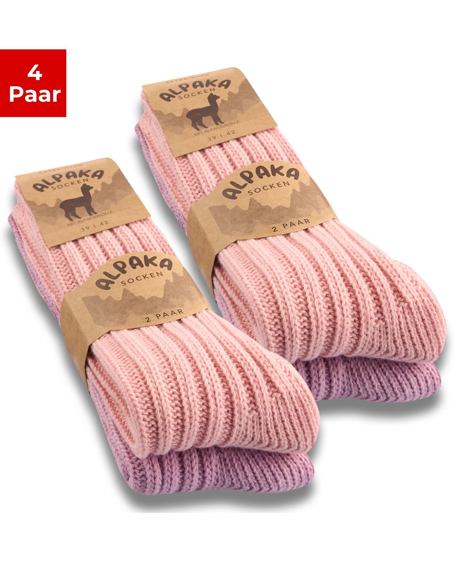 sockenkauf24 Norwegersocken 4 Paar Alpaka Socken warme Wintersocken Wollsocken Damen & Herren
