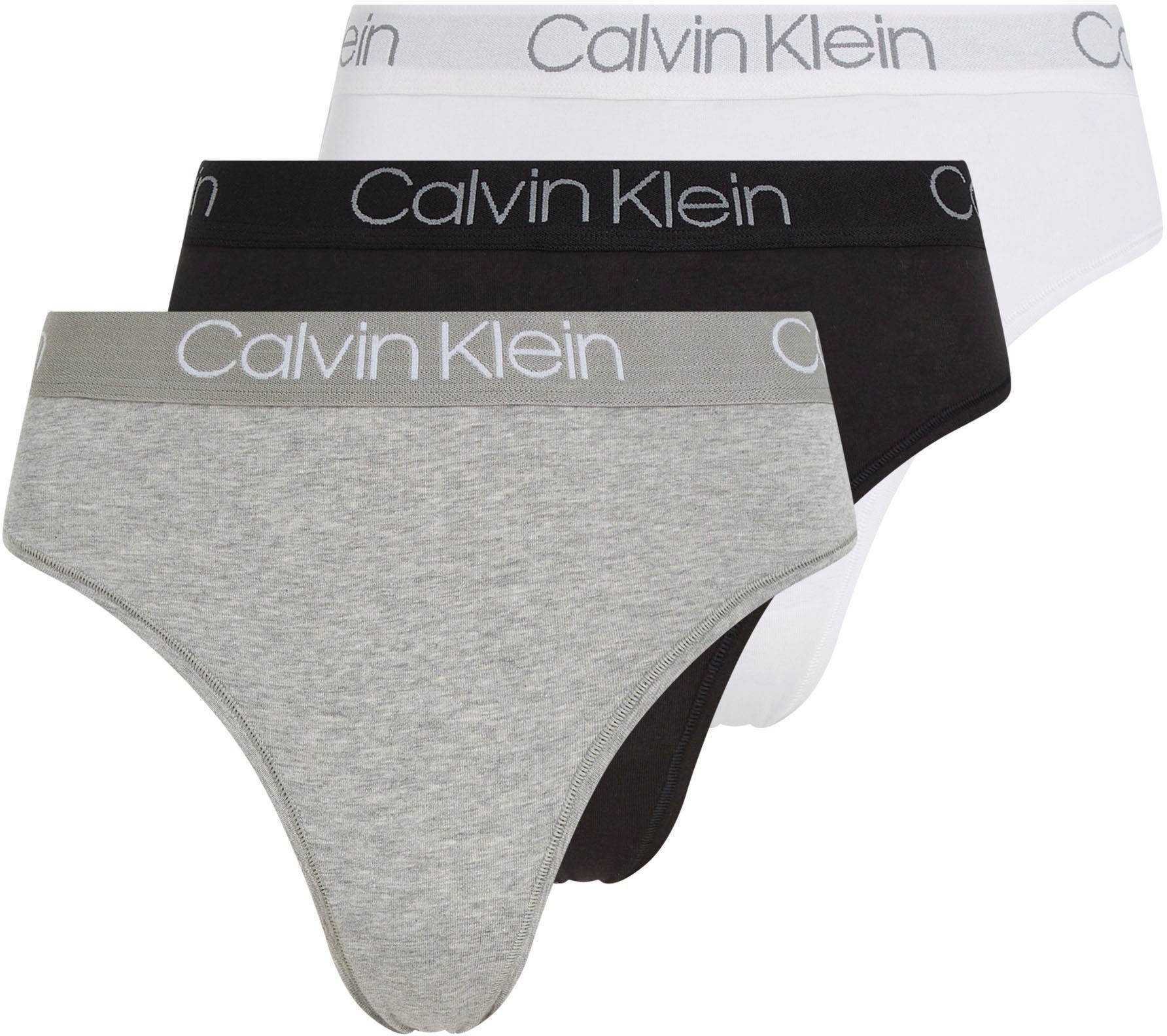 Calvin Klein Underwear T-String 3PK HIGH WAIST THONG (Packung, 3-St., 3er- Pack) mit klassischem Logobund