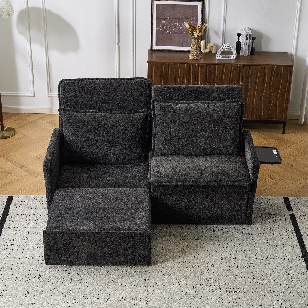 Leawin Sofa Sofas Wohnzimmer, Sofa mit Schlaffunktion mit USB & Relaxfunktion, 5-fach verstellbar, weich gepolstert und flexibel ausziehbar