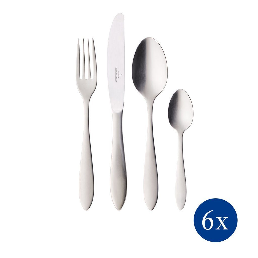 Villeroy & Boch Besteck-Set Arthur gebürstet Tafelbesteck 24-teilig (24-tlg), 6 Personen, Edelstahl