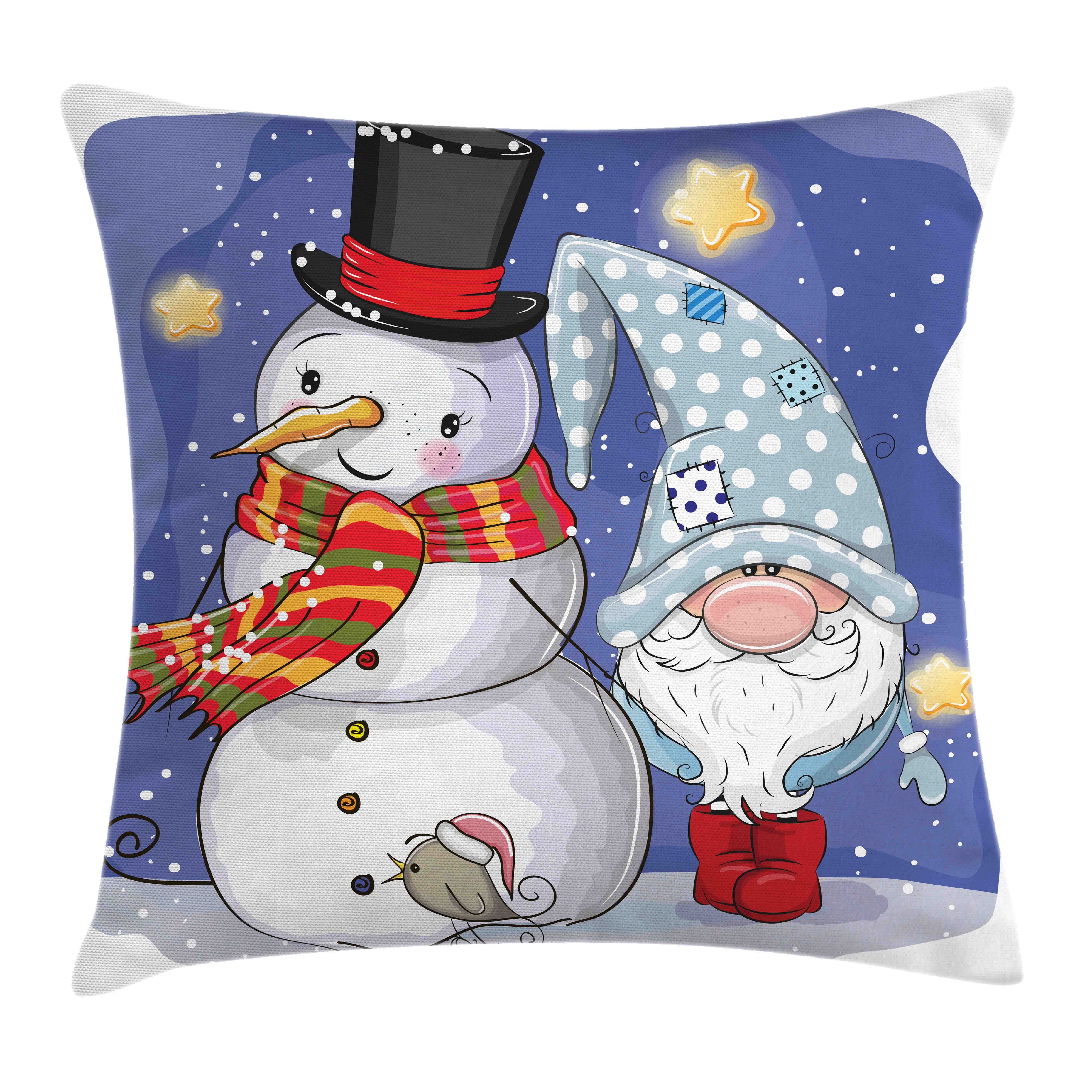 mit Weihnachten lustige Schneemann Gnome Farbfesten und Farben Beidseitiger Abakuhaus (1 Waschbar Reißverschluss Kissenhülle Klaren mit Kissenbezüge Stück), Druck,