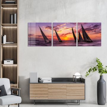 DEQORI Glasbild 'Segelboote im Abendlicht', 'Segelboote im Abendlicht', Glas Wandbild Bild schwebend modern