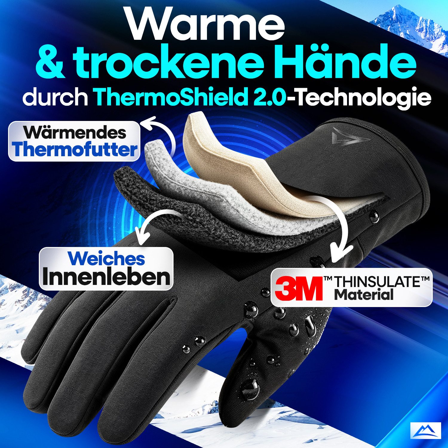 Nextcover Fahrradhandschuhe Nextcover Winter Fahrradhandschuhe Herren & Damen mit ThermoShield 2.0