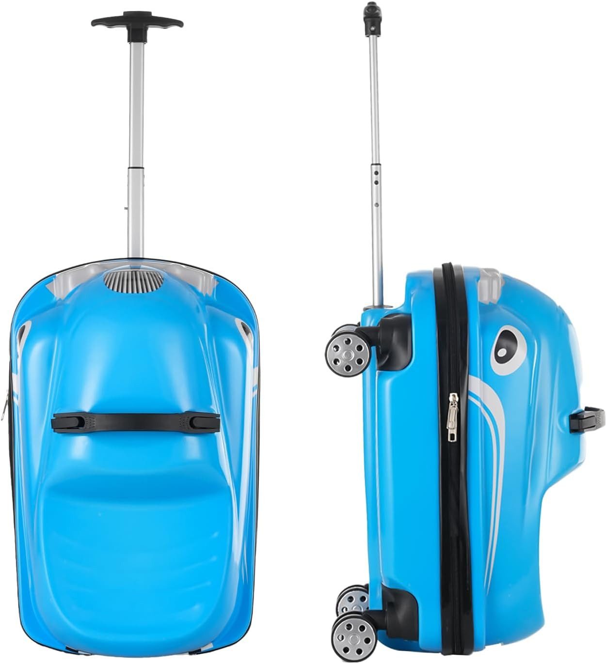 FELIXLEO Kinderkoffer 20 Zoll Kindergepäck Cartoon Auto Design 40 Kg Blau