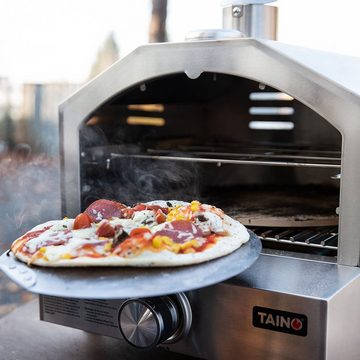 TAINO Gas-Pizzaofen DJANGO, Set, Pizzaofen, inkl. Pizzastein, inkl. Pizzaschieber, Edelstahl, 300°C, Silber