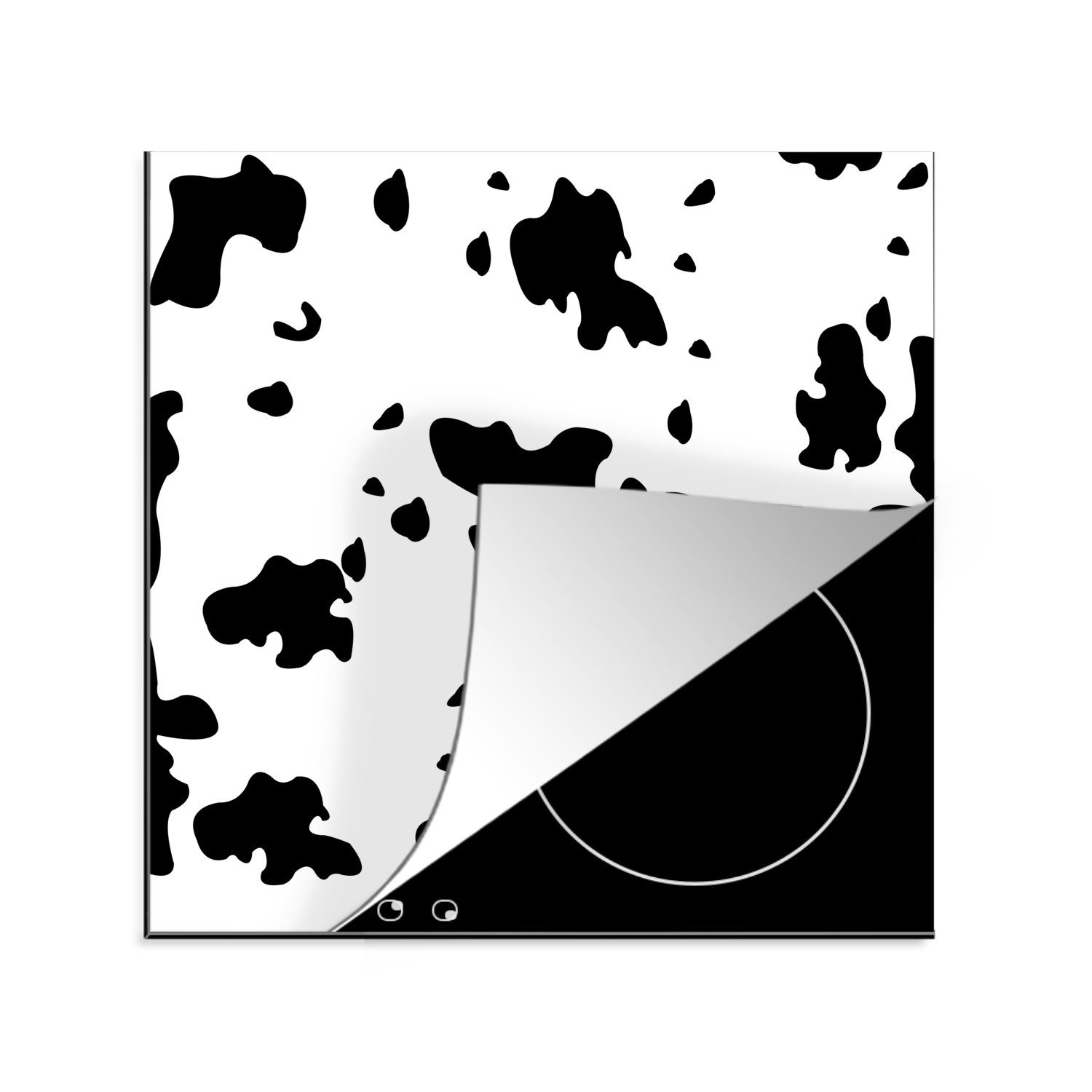 MuchoWow Herdblende-/Abdeckplatte Eine Illustration eines Kuh-Musters, Vinyl, (1 tlg), 78x78 cm, Ceranfeldabdeckung, Arbeitsplatte für küche