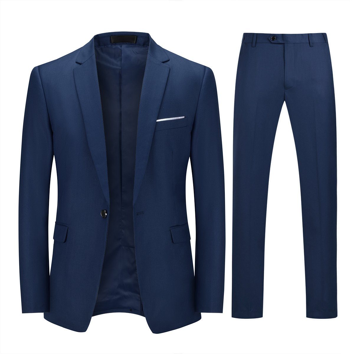 Allthemen Anzug DE-XY03 (3 tlg, Sakko & Weste & Hose) im Slim Fit für Hochzeit Navy Blau