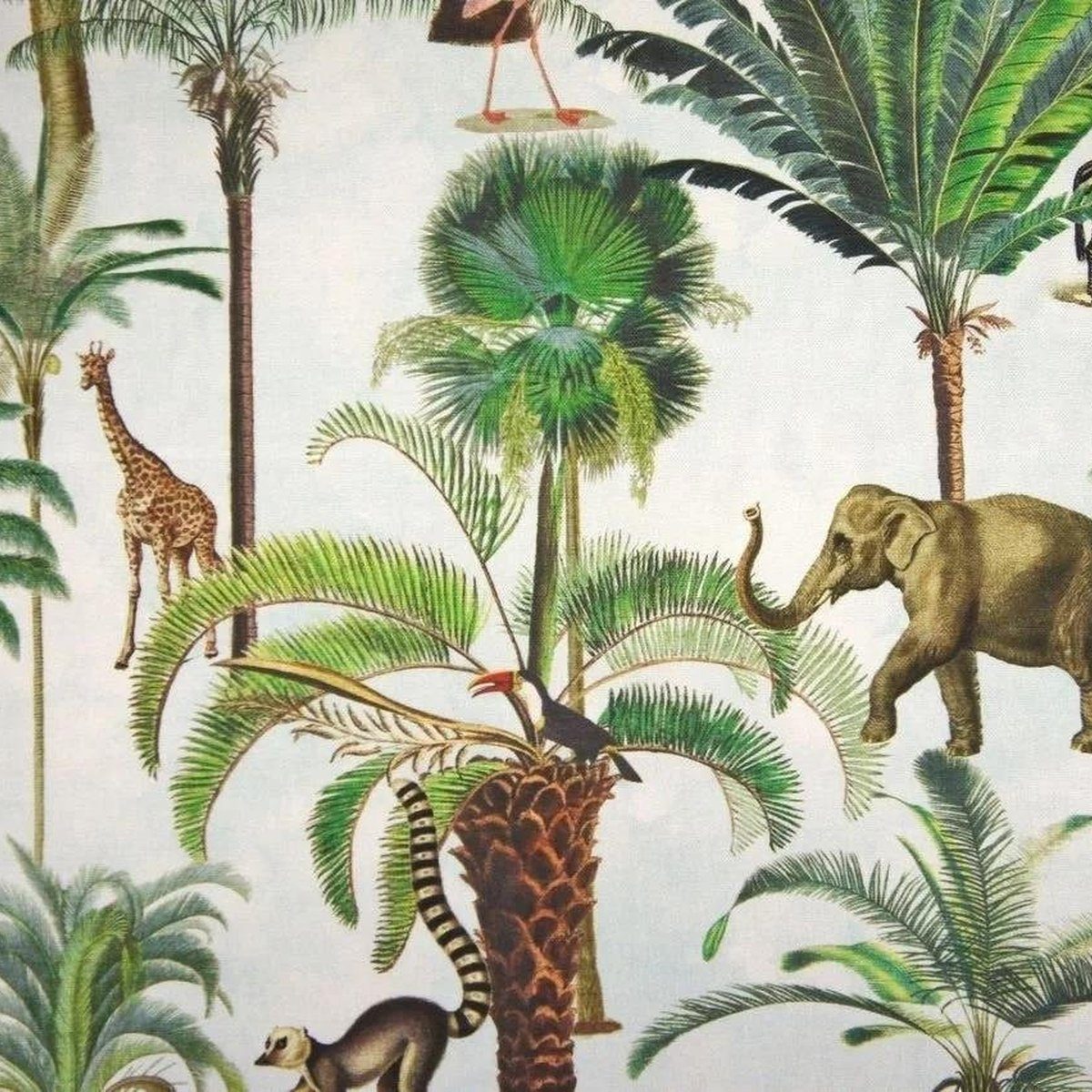 Stofferia Stoff Dekostoff Halbpanama Africandance Grün, Breite 280 cm, Meterware