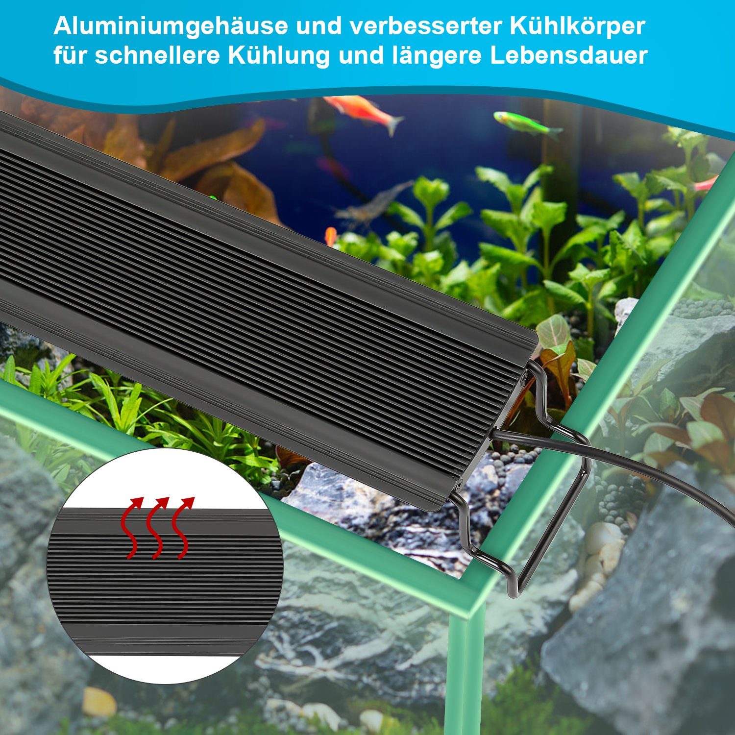 Clanmacy LED Aquariumleuchte 10-45W LED Aquarium mit timer Lampe Fisch Tank RGB 30-130cm, 10W für 30-45cm