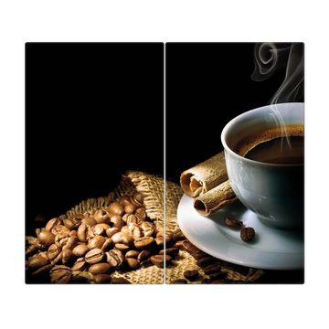 banjado Herd-Abdeckplatte Glas Hot Coffee, (gehärtet, 2 tlg., inkl. selbstklebende Gummifüßchen)