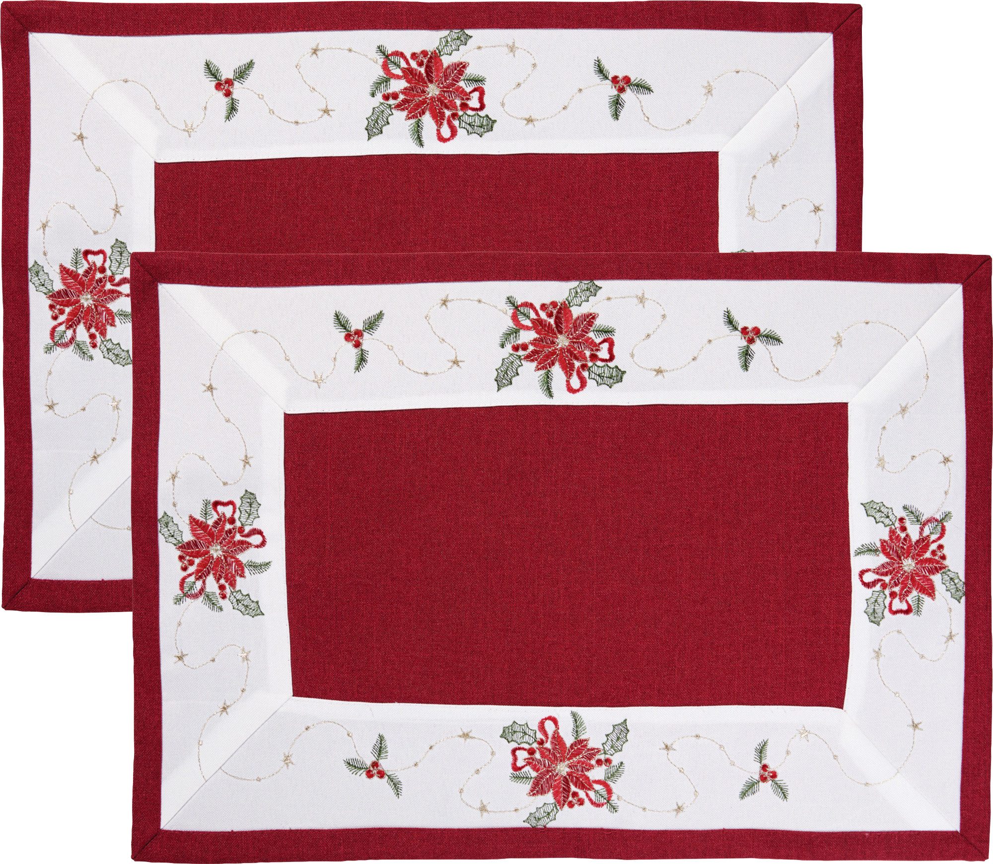 Erwin Müller Platzset Tischset "Weihnachtsstern" 2er-Pack, Leinen-Optik Blu günstig online kaufen