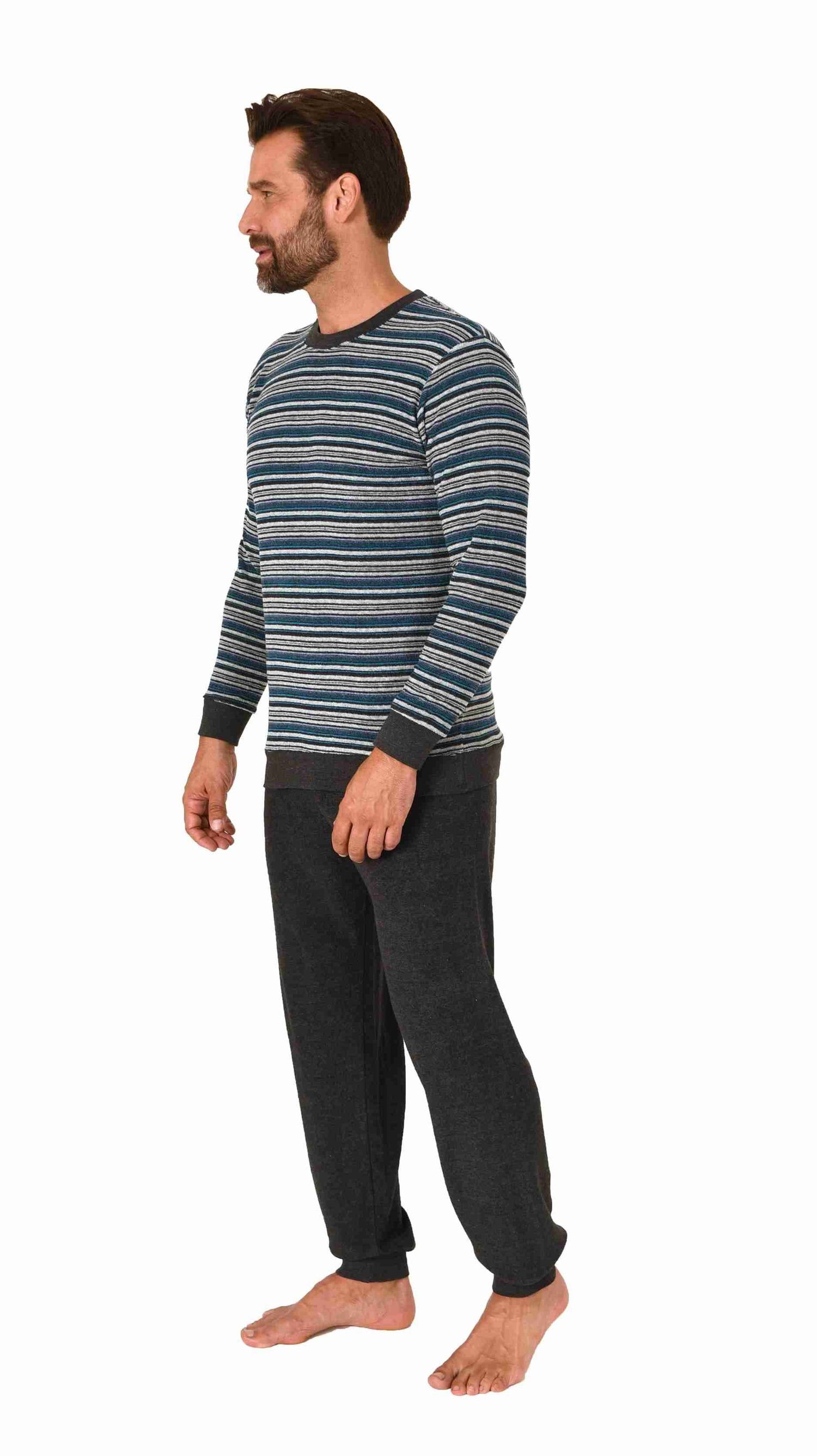 Normann Pyjama Herren langarm Frottee Schlafanzug mit Bündchen - auch in Üb günstig online kaufen