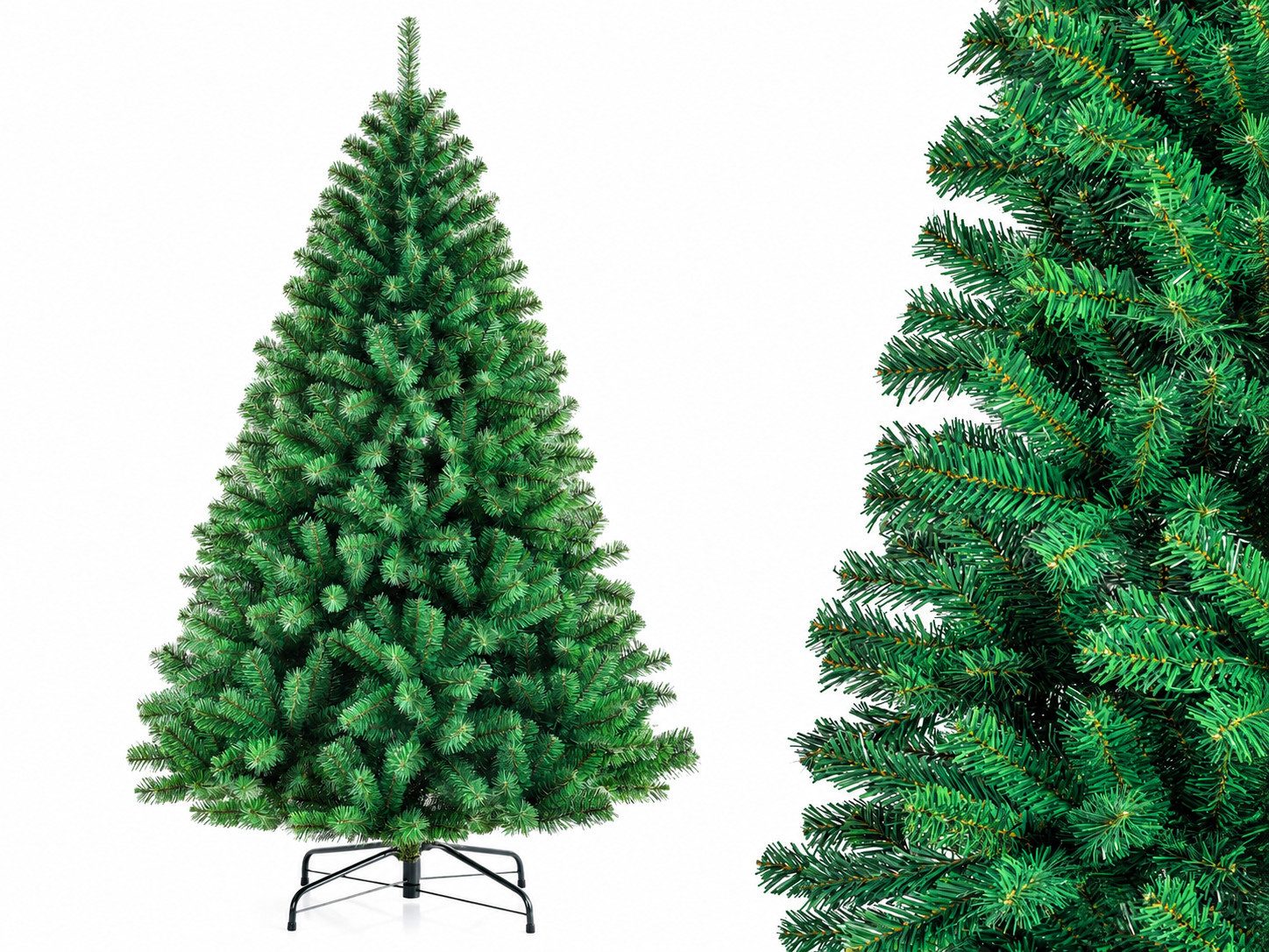WHEELYOU Künstlicher Weihnachtsbaum 180/210 cm Klassische Grün-Tanne, PVC, Lichterkette, 8 Lichtmodi, Klassische Grün-Tanne, dichte …