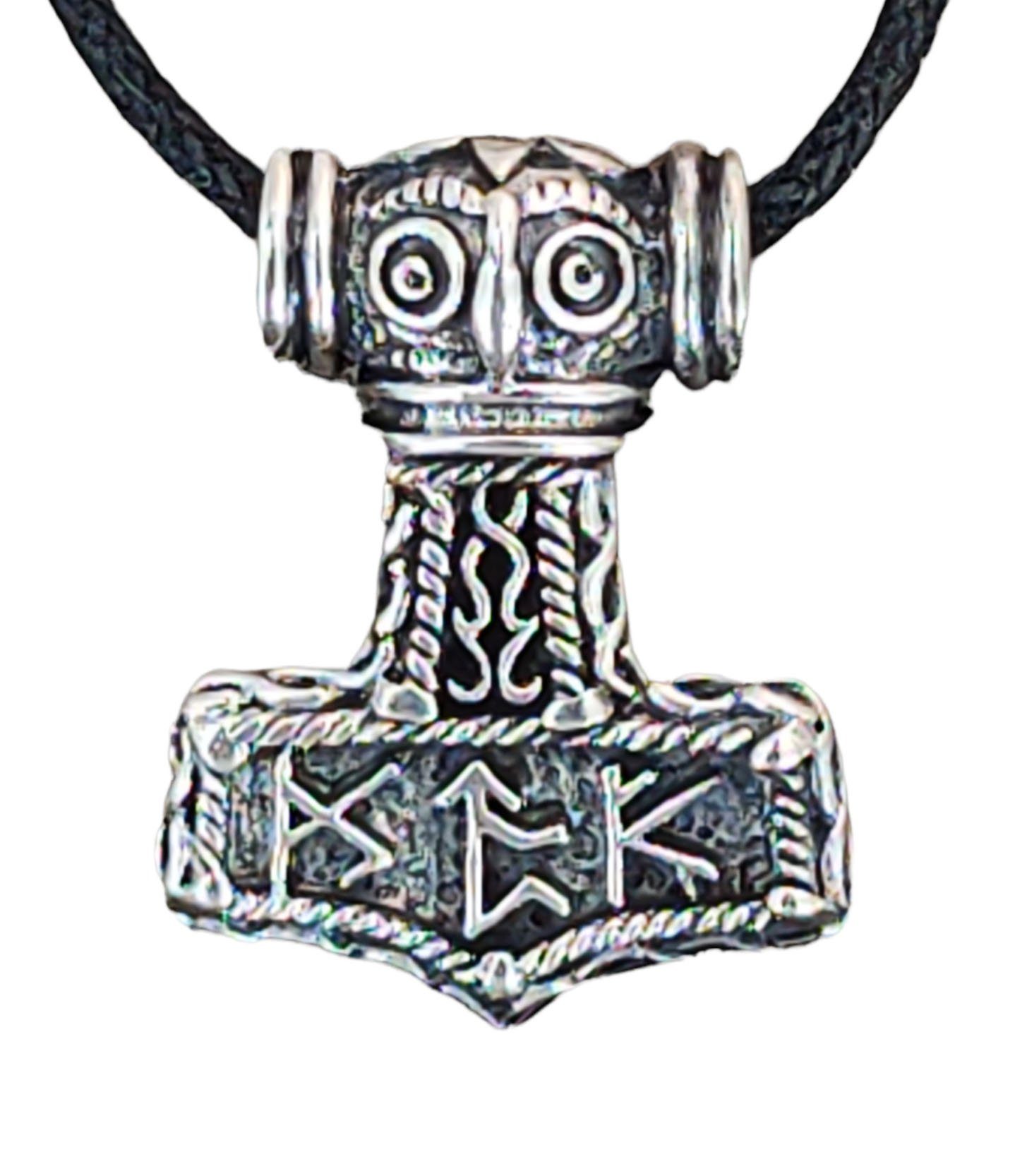 Silber Keltenknoten Kettenanhänger Kiss Runen Thorshammer of Mjölnir 925 Leather Anhänger Thorhammer