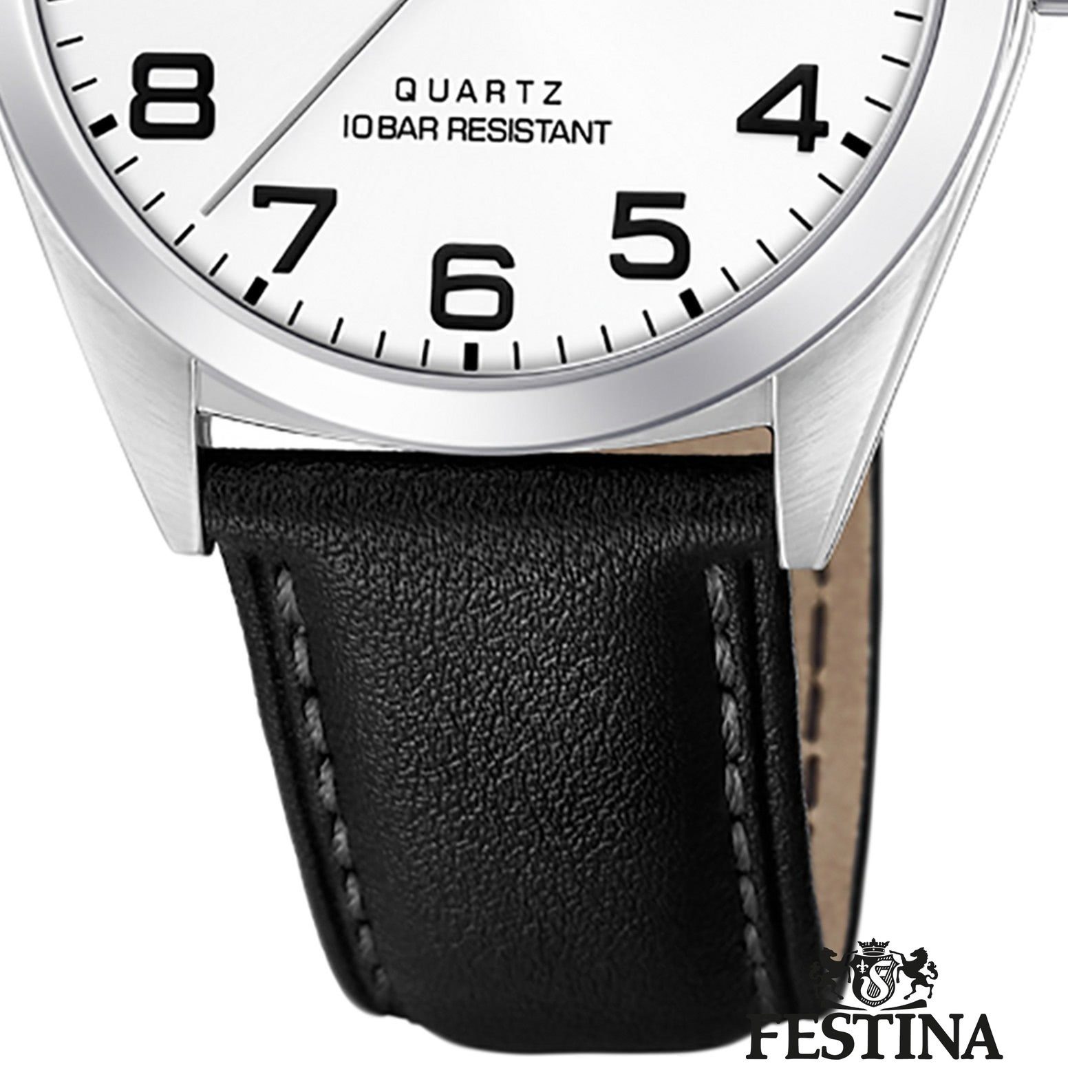 Festina Quarzuhr Festina Herren Uhr F20446/1 Quarz Leder, (Analoguhr), Herren Armbanduhr rund, Lederarmband schwarz