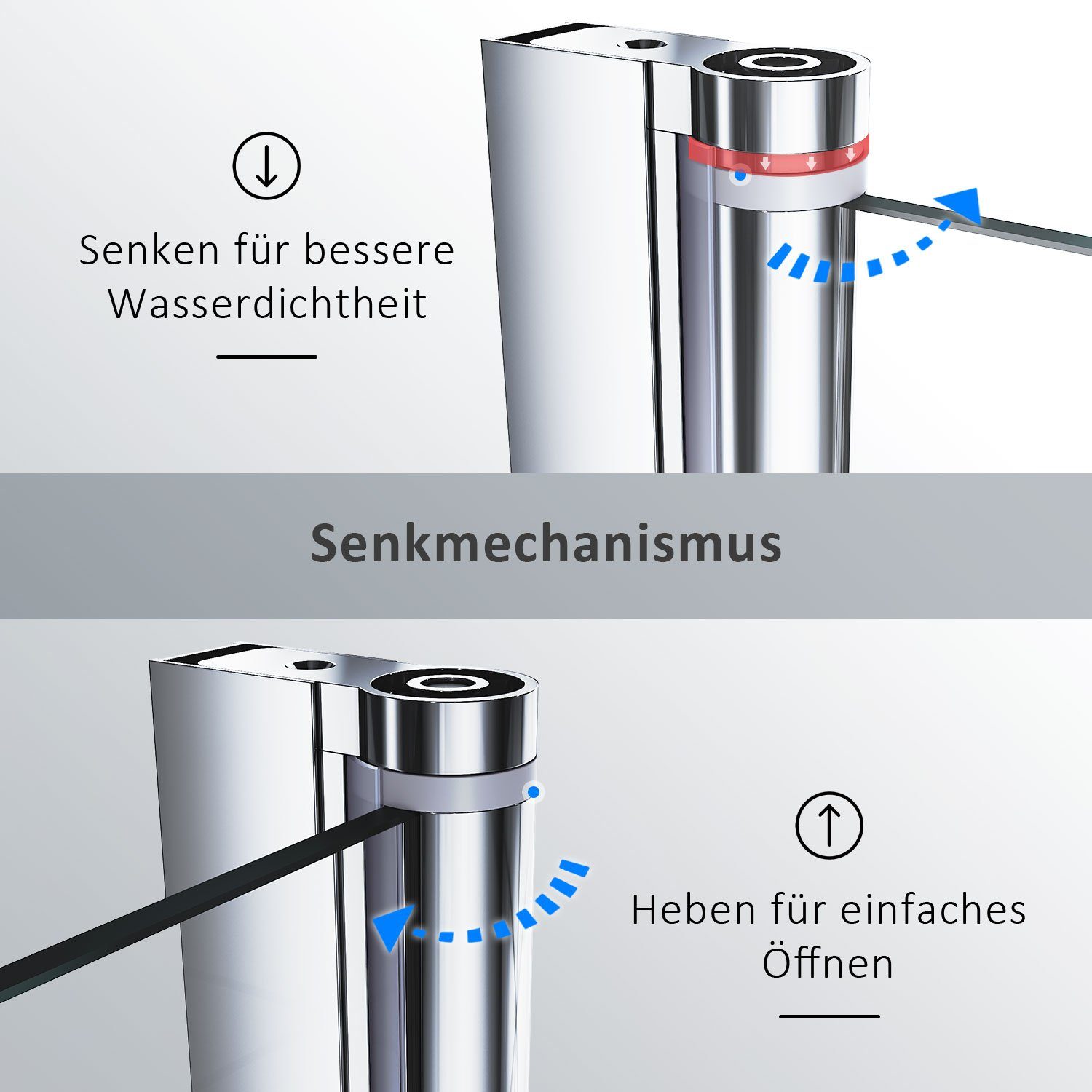 Thumbnail - SONNI Dusch-Pendeltür Sicherheitsglas Duschtür rahmenlos Nischentür, 90x195 cm, Schwingtür Pendeltür Dusche