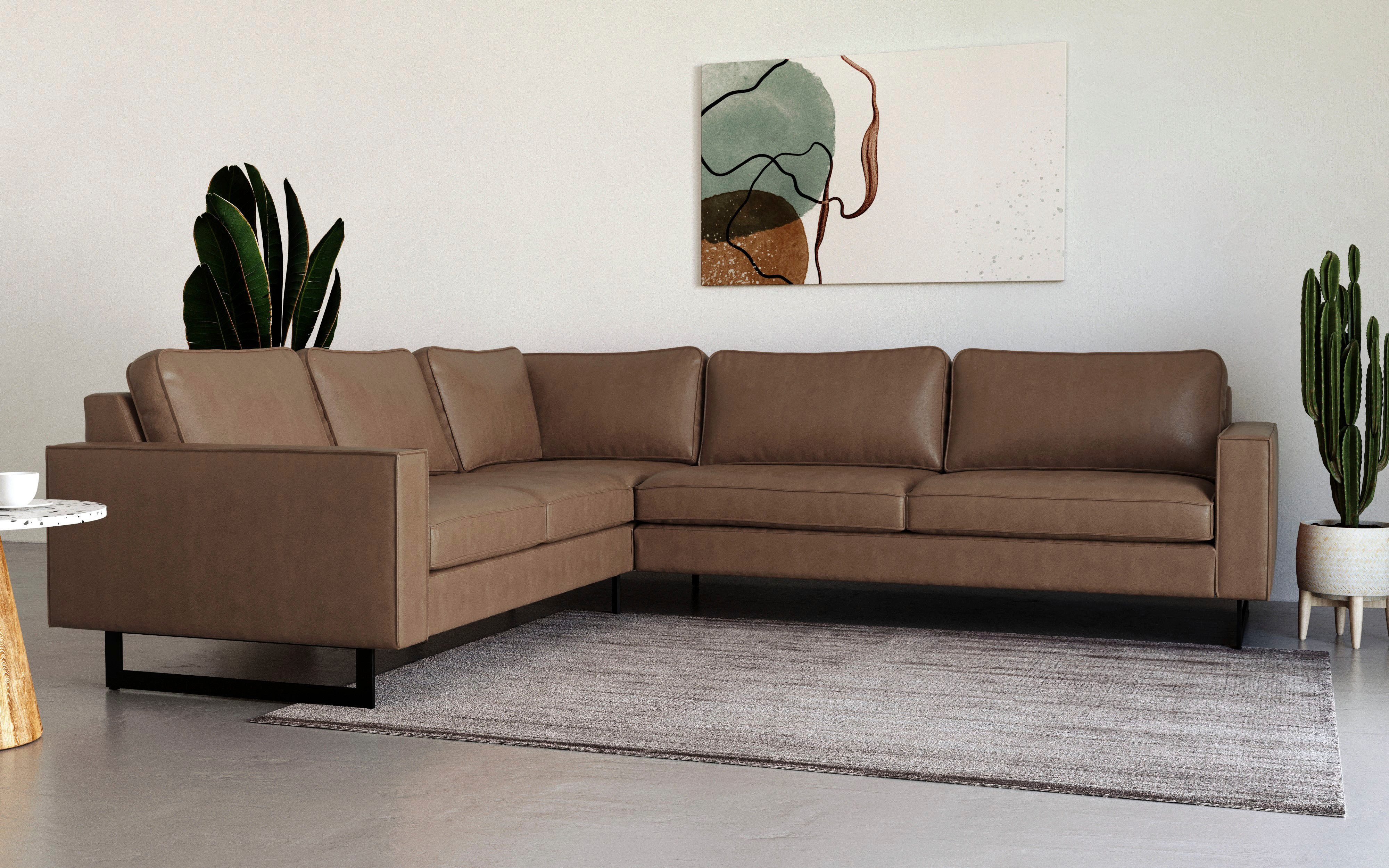 Places of Style Ecksofa "Pinto, XXL, 250/290 cm, langer Schenkel, Ottomane" günstig online kaufen