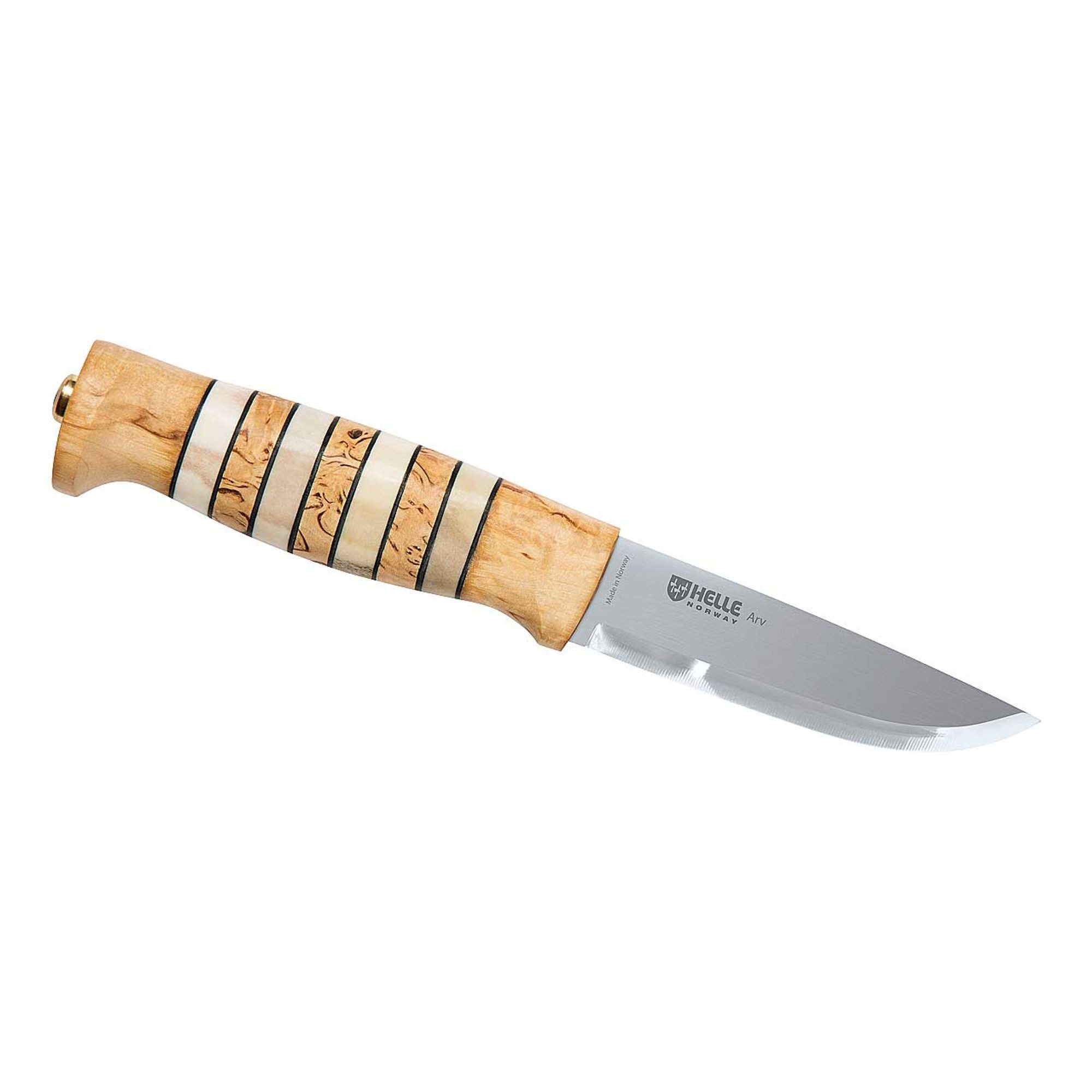 Taschenmesser Helle ARV Outdoormesser, Birke, Horn-Einlagen, Lederscheide