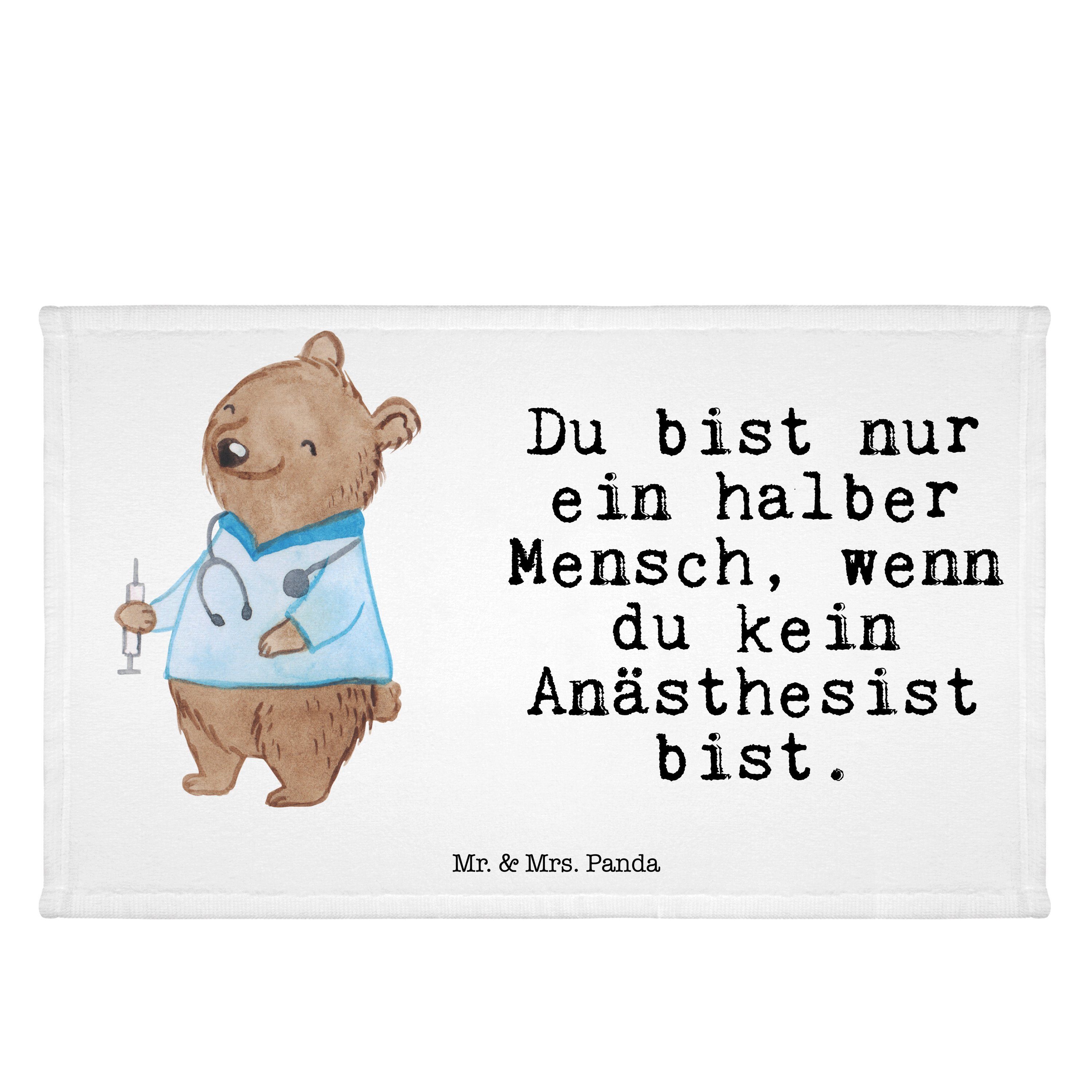 Mr. & Mrs. Panda Handtuch Anästhesist mit Herz - Weiß - Geschenk, Gästetuch, Rente, Frottier, N, (1-St)