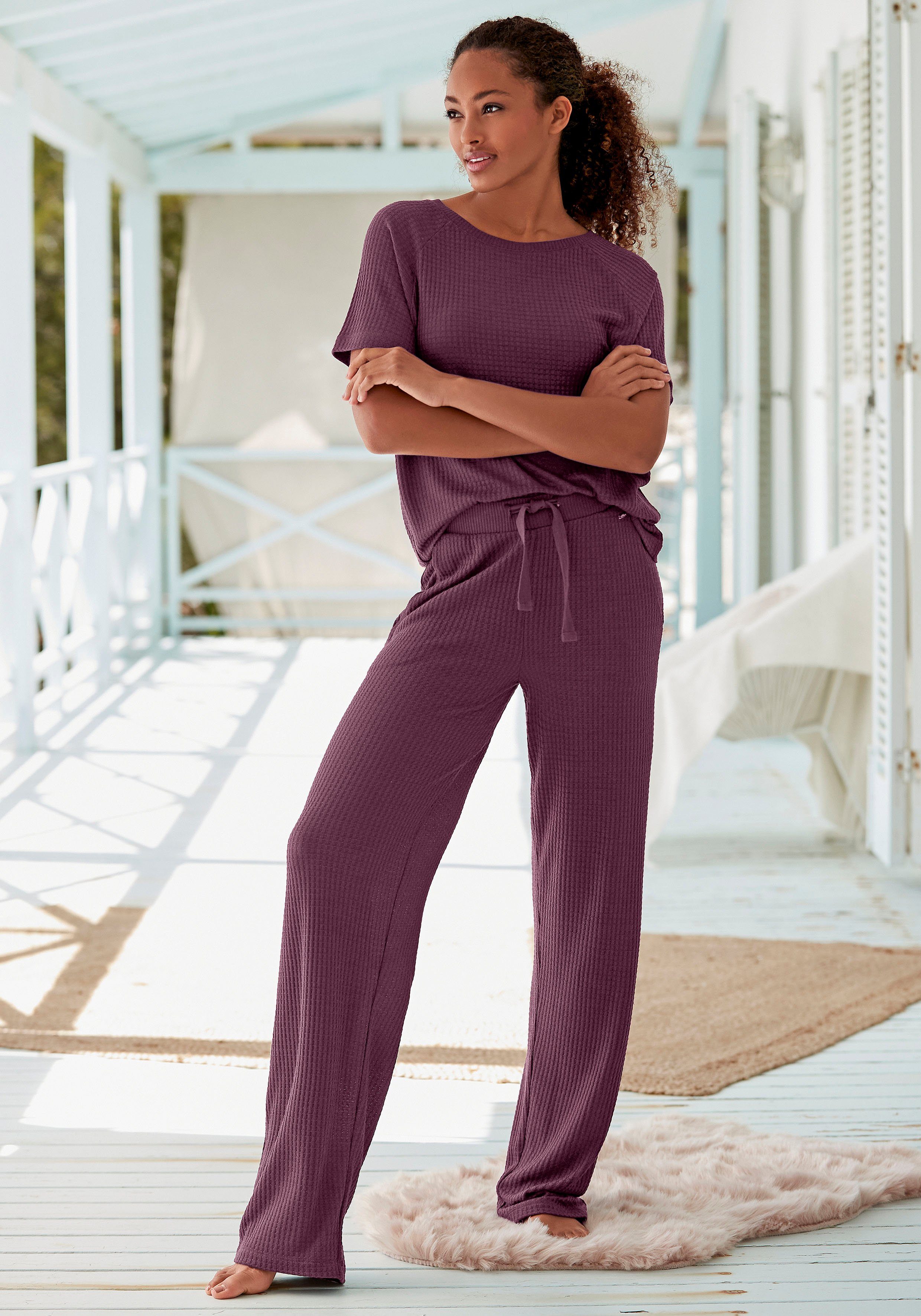 bordeaux s.Oliver Loungeanzug Loungehose Loungewear,