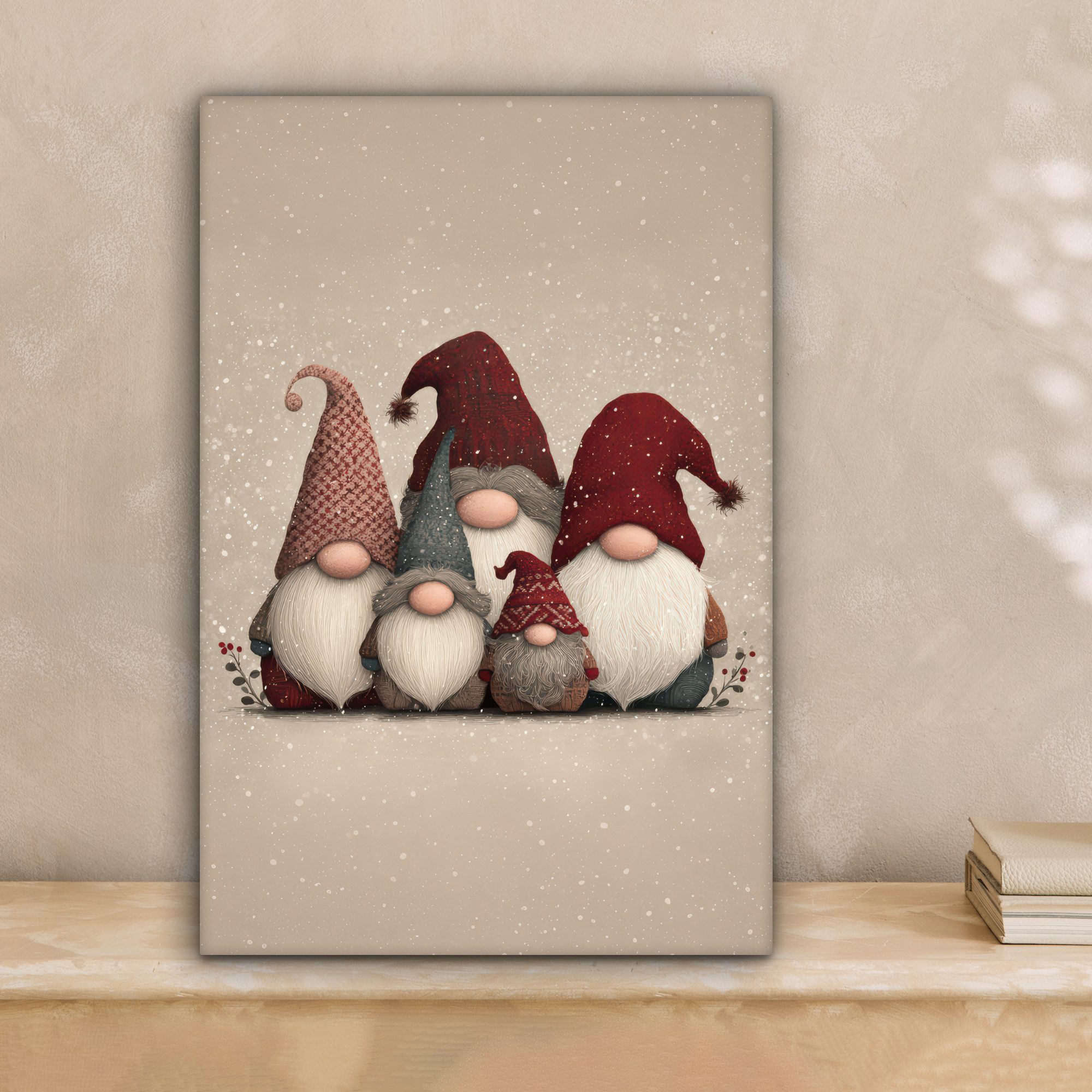 OneMillionCanvasses® Leinwandbild Wichtel - Weihnachten - Schnee - Zipfelmü günstig online kaufen