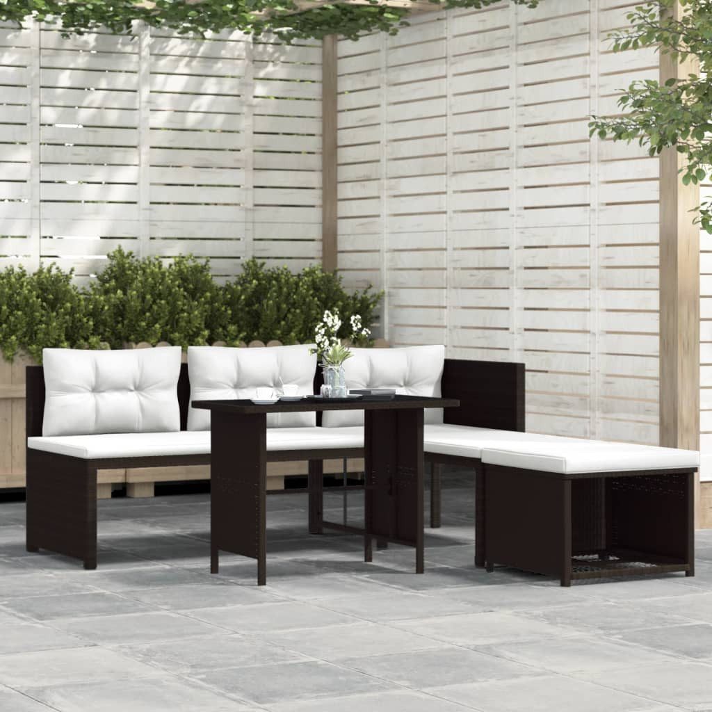 vidaXL Gartenlounge-Set 4-tlg. Garten-Lounge-Set Poly Rattan Braun, (4-tlg)