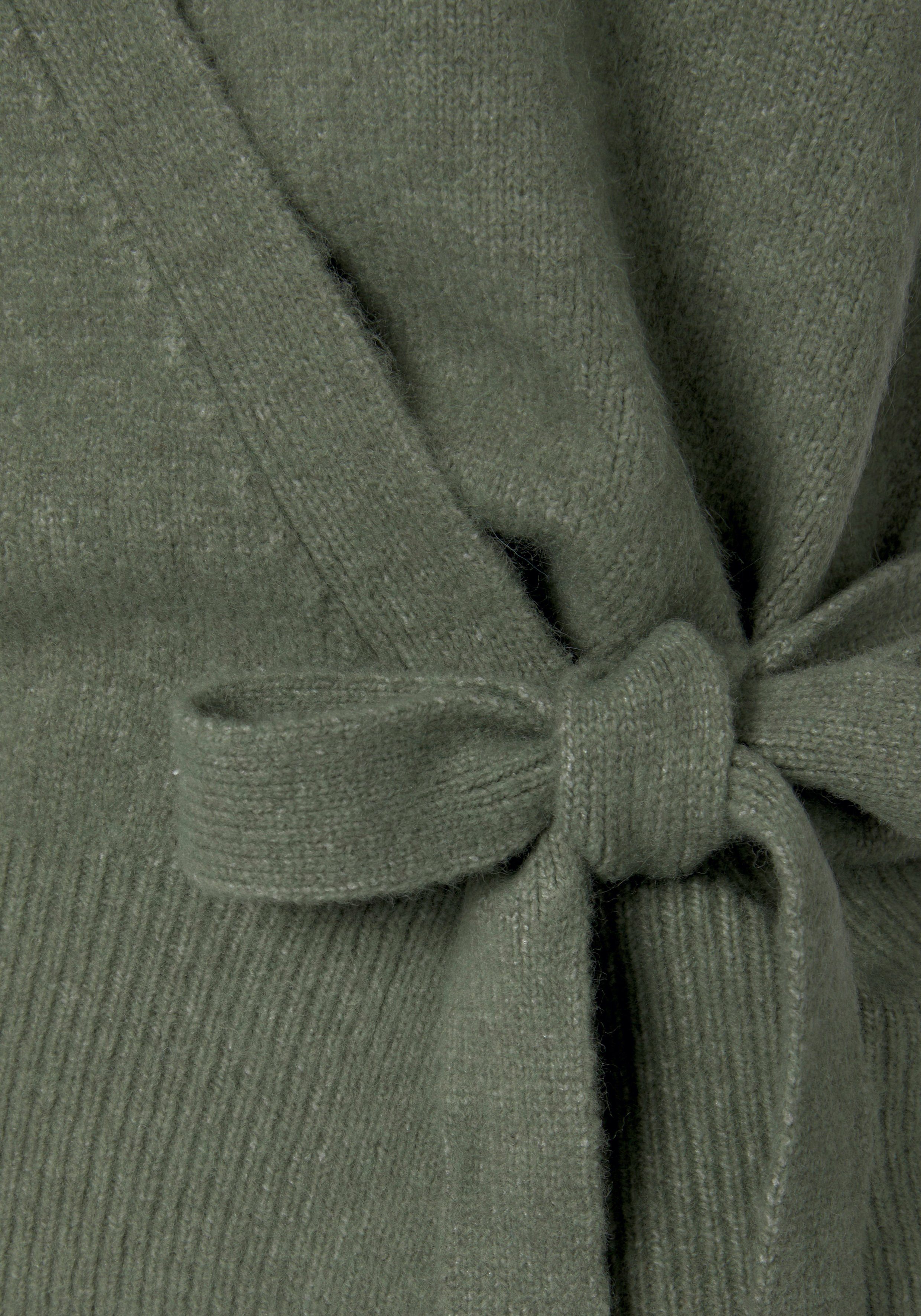 LASCANA Wickelstrickjacke mit breitem Rippbündchen, Loungewear