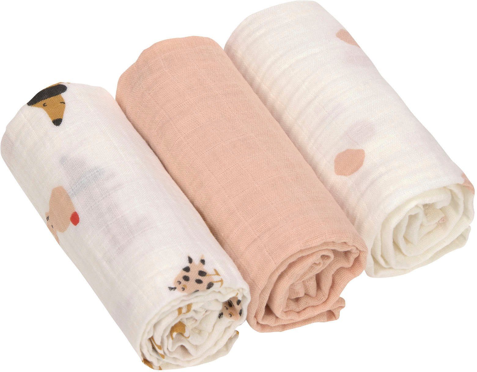 LÄSSIG Stoffwindeln Little Mateys, Einschlag- und Mulltuchset M, Spicy Orange (Set, 3-St)