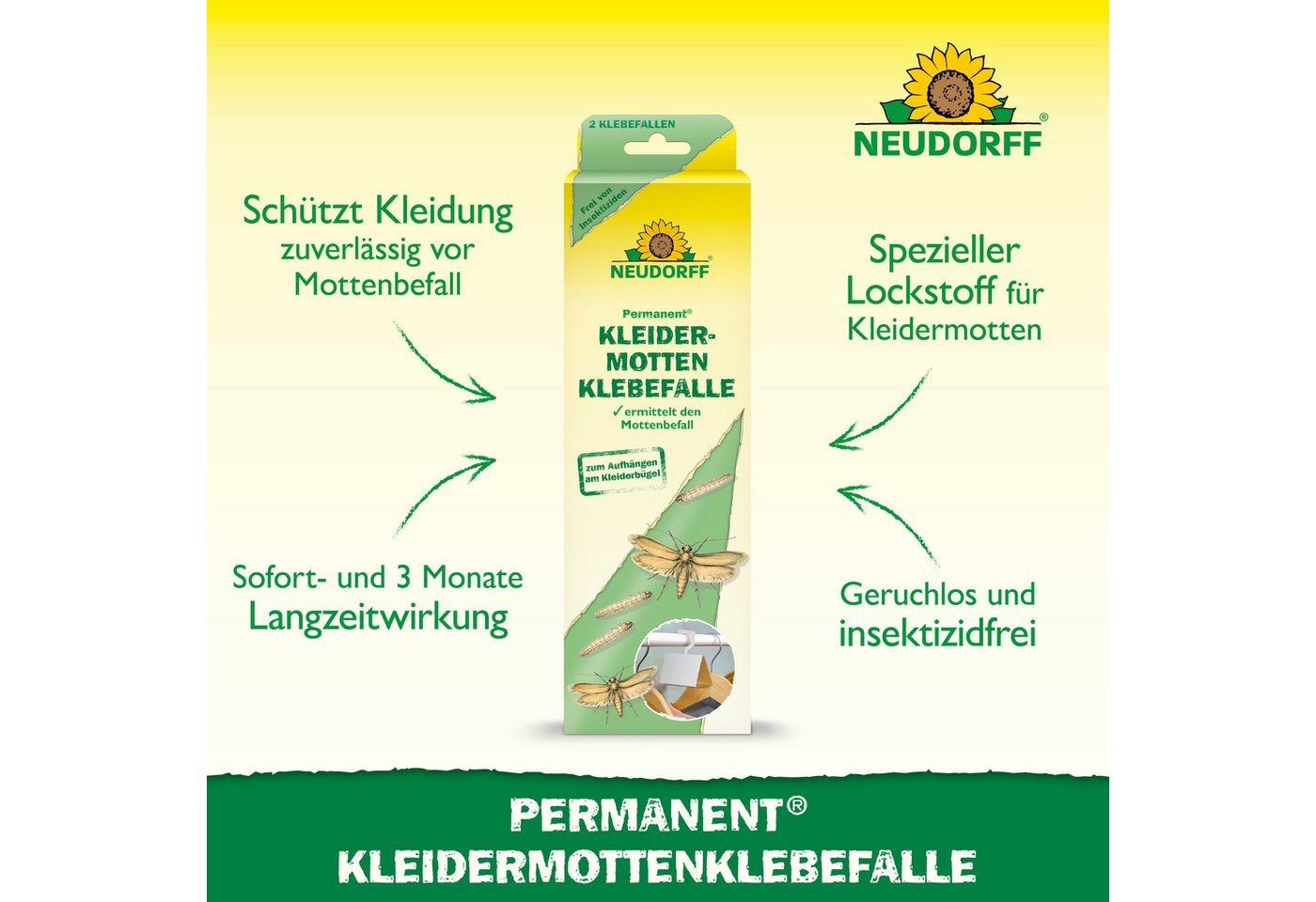 Thumbnail - Neudorff Klebefalle Permanent KleidermottenKlebefalle 2 St.