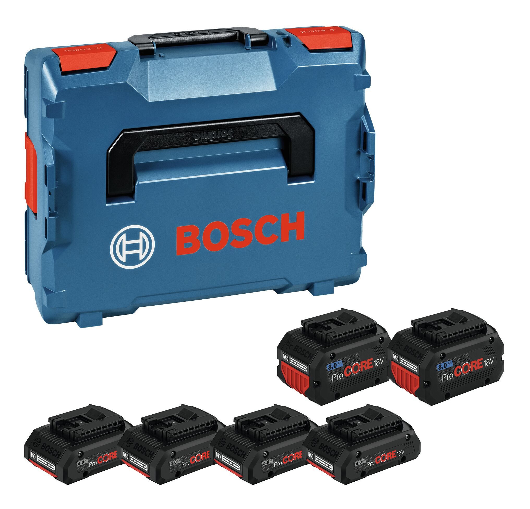 BOSCH ProCore Akku Starter-Set, Akkupack 4x ProCORE18V 4 Ah + 2x ProCORE18V 8 Ah