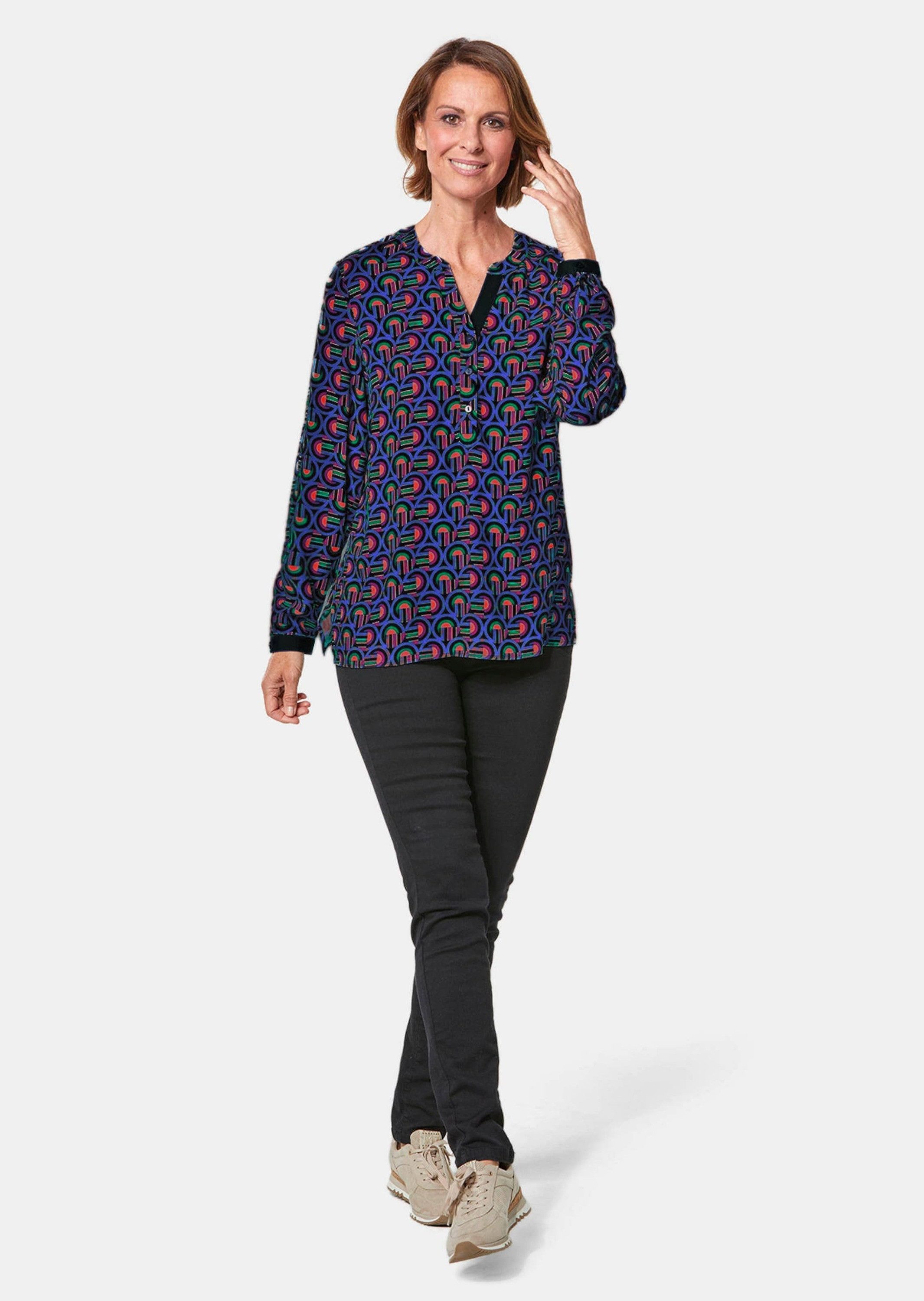 GOLDNER Schlupfbluse Kurzgröße: Moderne Druckbluse in günstig online kaufen