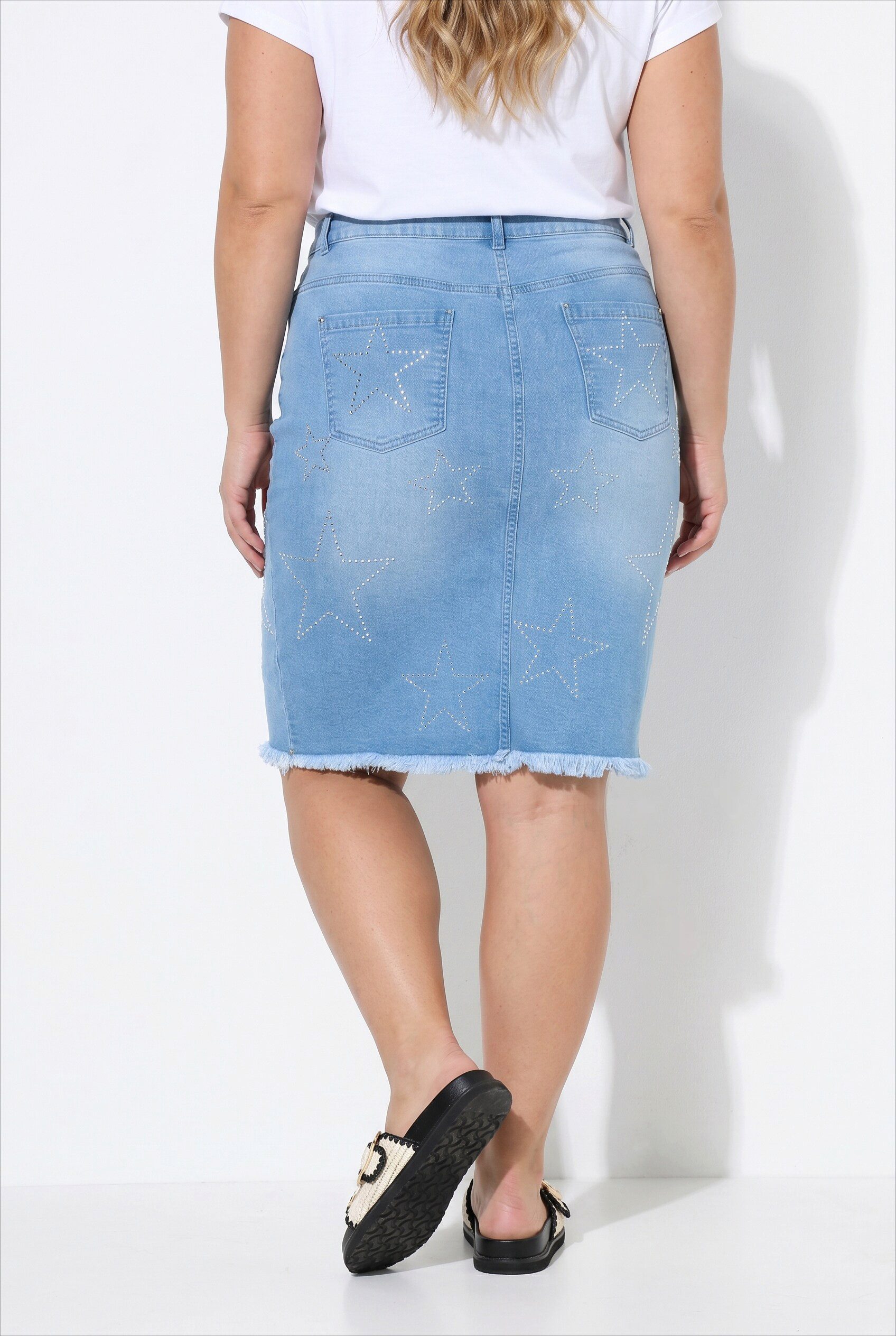 Angel of Style Jeansrock Jeansrock Bleistift-Silhouette Glitzersteinchen