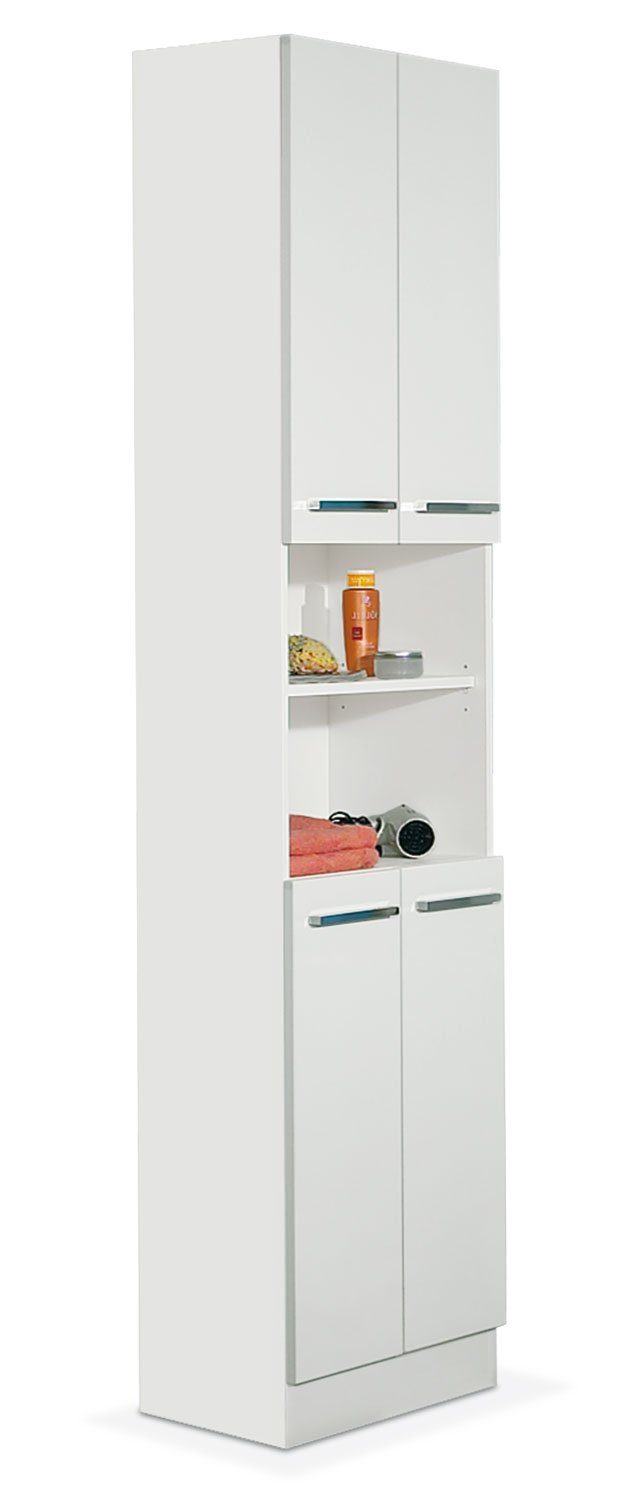 PELIPAL Hochschrank TRIER, Weiß matt, Weiß glänzend, mit 4 Türen, Badmöbel