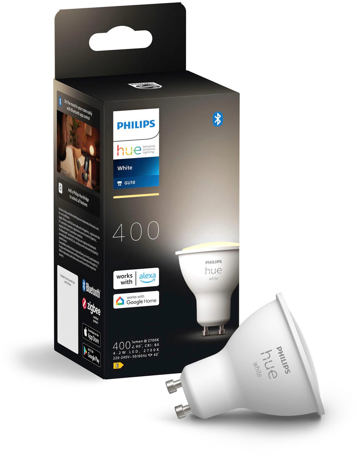Philips Hue LED-Leuchtmittel White GU10 Einzelpack 400lm, GU10, 1 St.