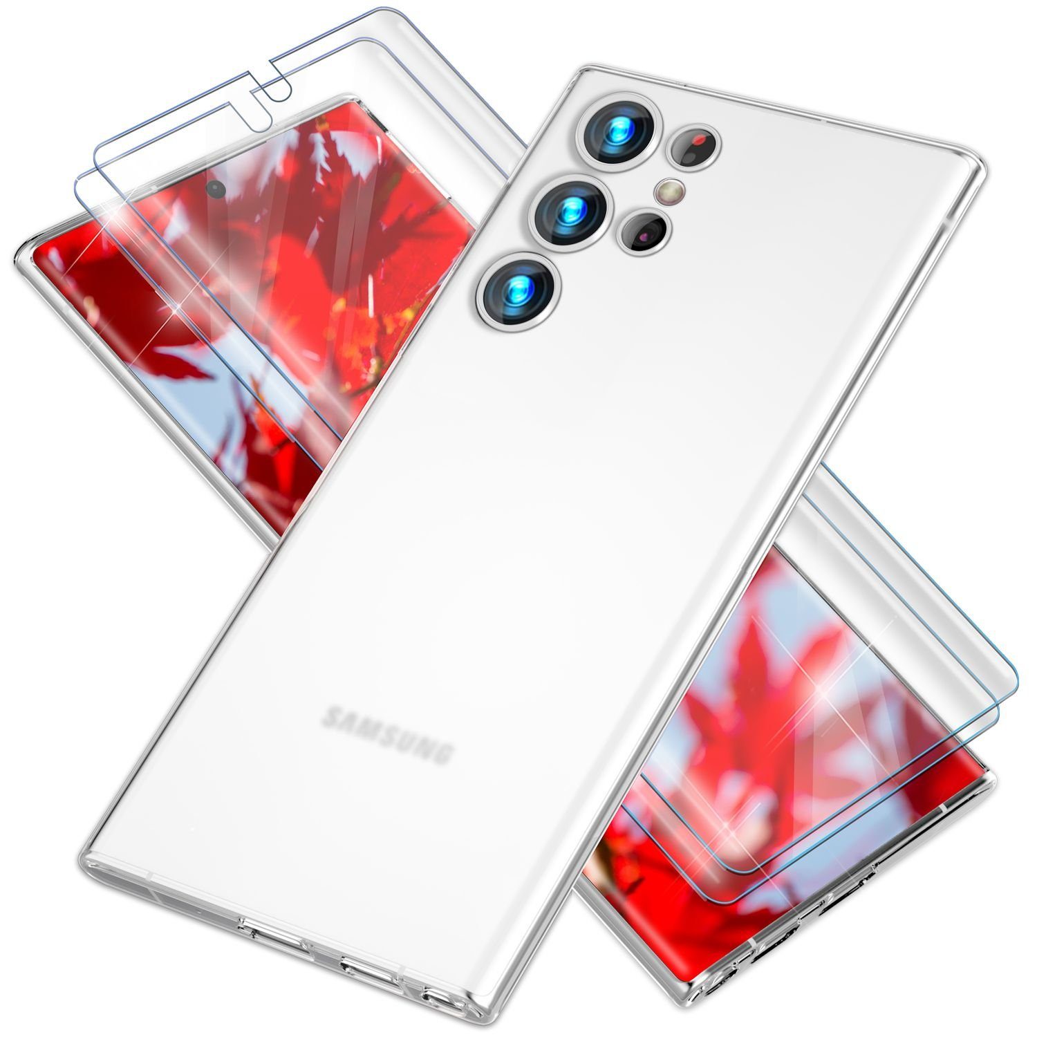 Nalia Smartphone-Hülle Samsung Galaxy S23 Ultra 17,3 cm (6,8 Zoll), Extrem Dünnes Mattes Hardcase / Hülle 0,3mm Schlank / 2x Displayschutz