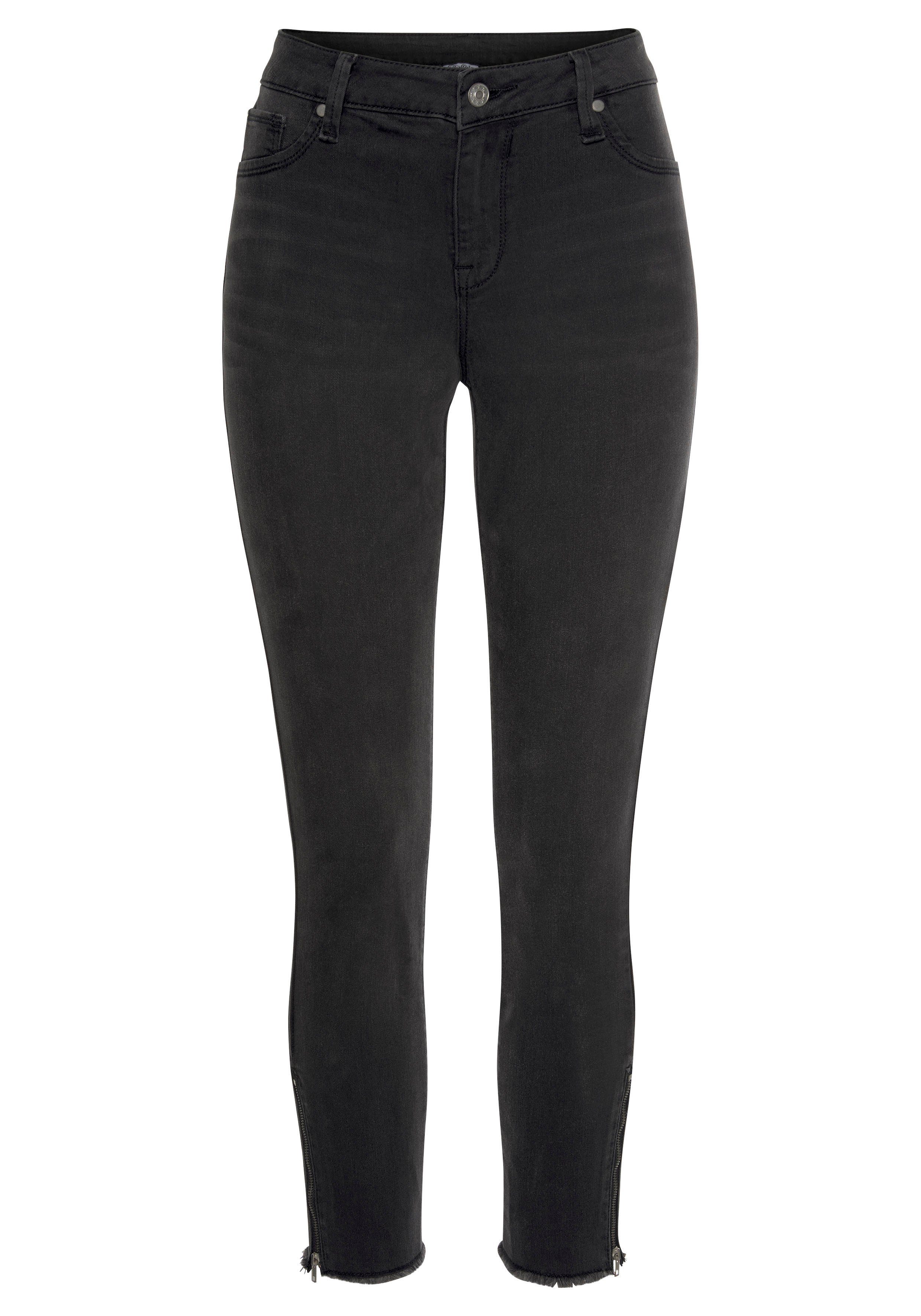 LASCANA Jeggings schmal geschnitten mit niedrigem Bund mit Reißverschlüssen am Saum, Skinny, bequeme Qualität, modisch – Bild 2 von 5