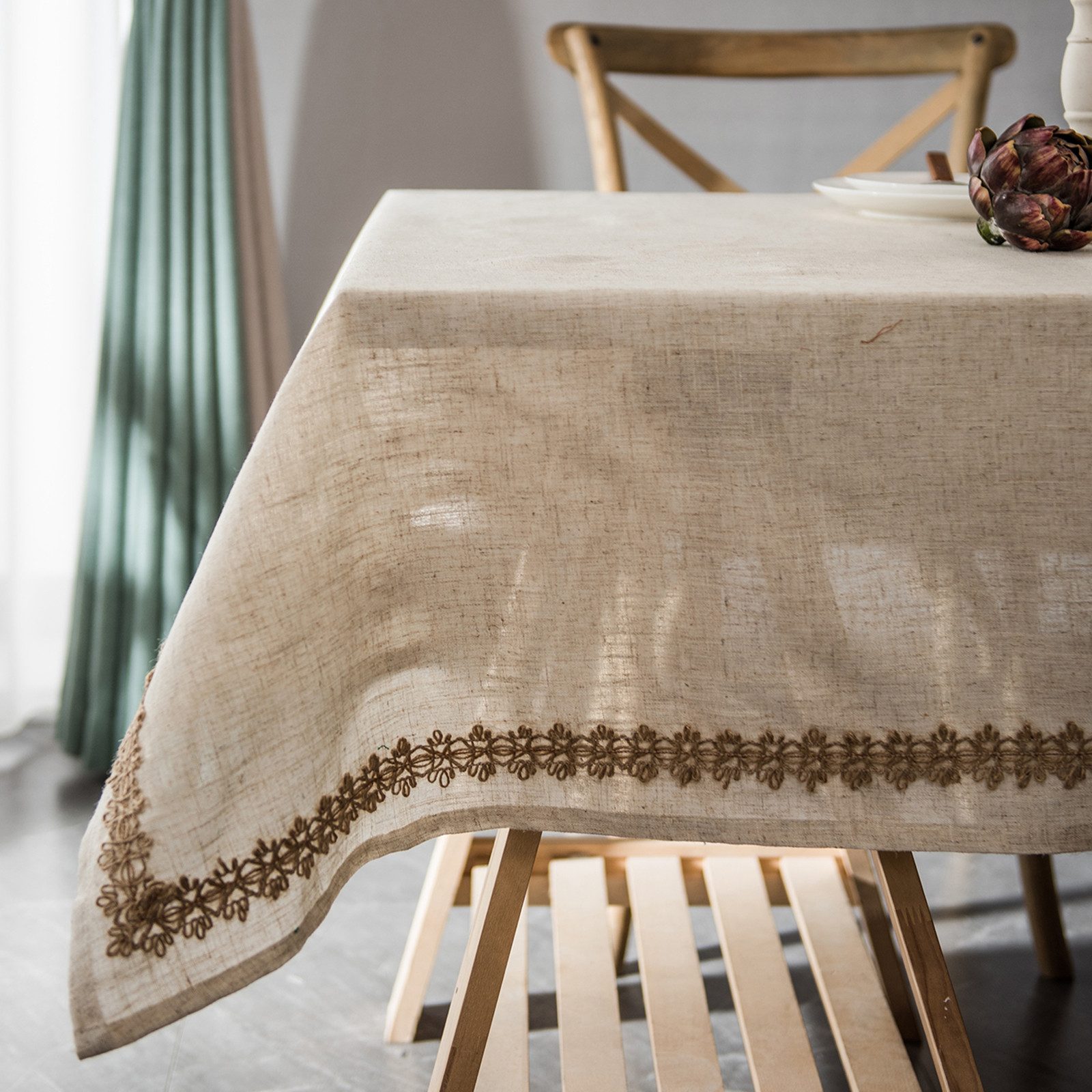 BTTO Tischdecke Vintage-Tischdecke aus Leinen mit Quasten günstig online kaufen