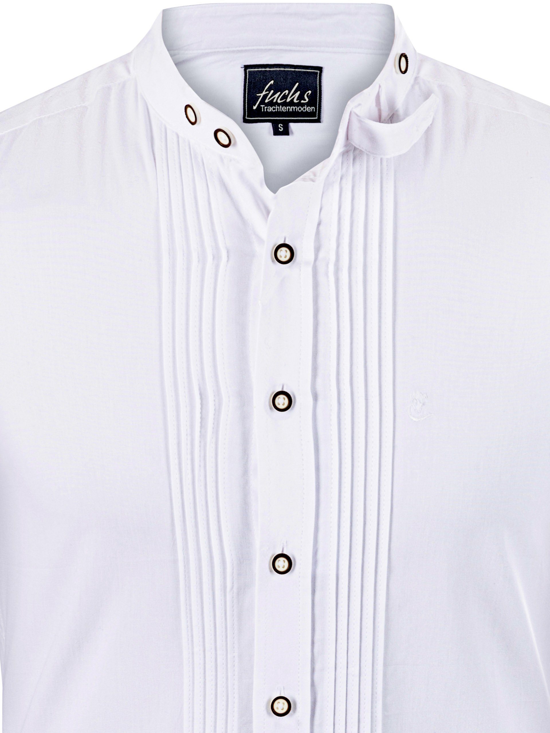 FUCHS Valentin Stehkragen Hemd Trachtenhemd mit weiß